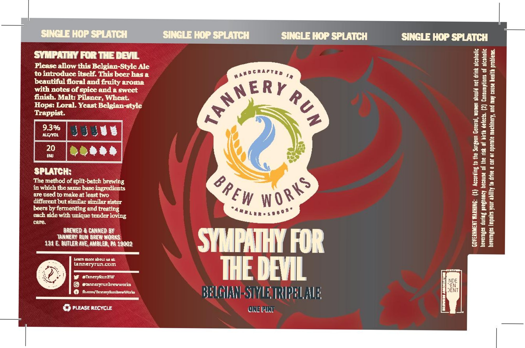 Sympathy For The Devil by Tannery Run Brew Works - beer label
