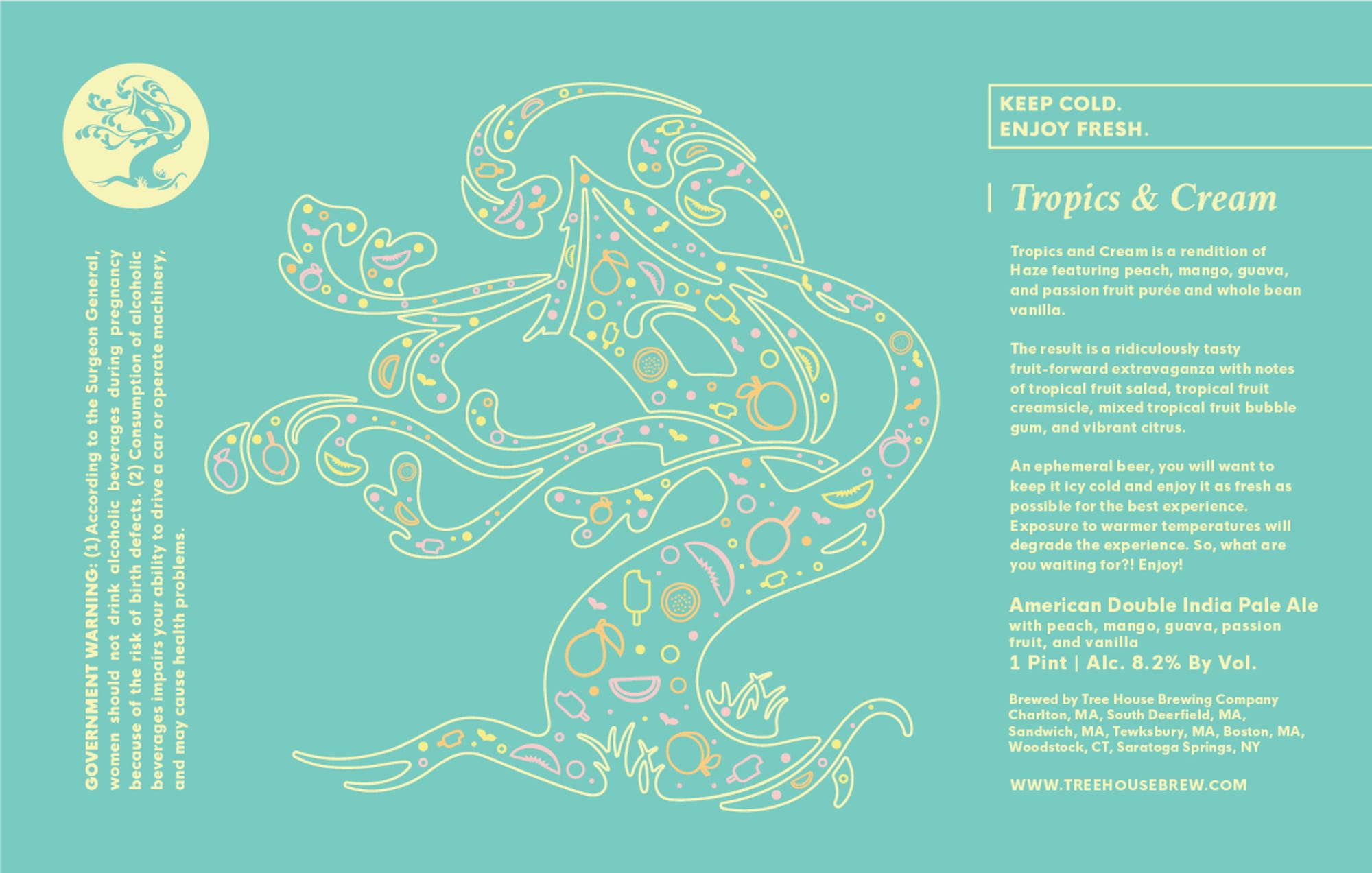 Tropics & Cream by Tree House Brewing Company - beer label