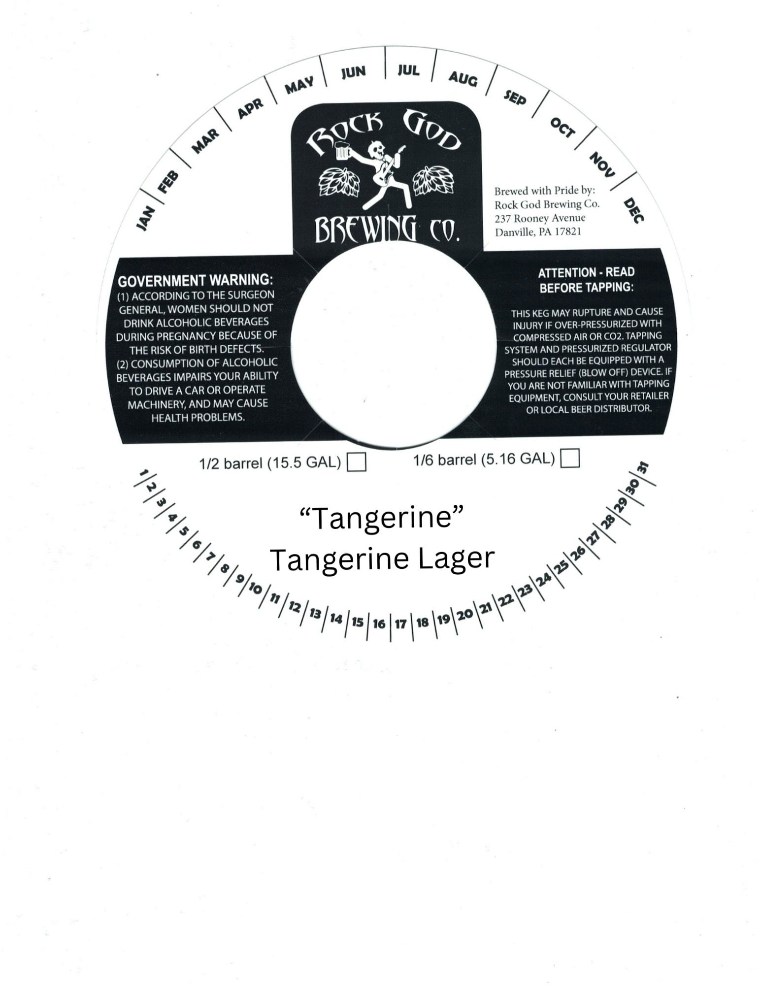 Tangerine Lager by Rock God Brewing Co. - beer label