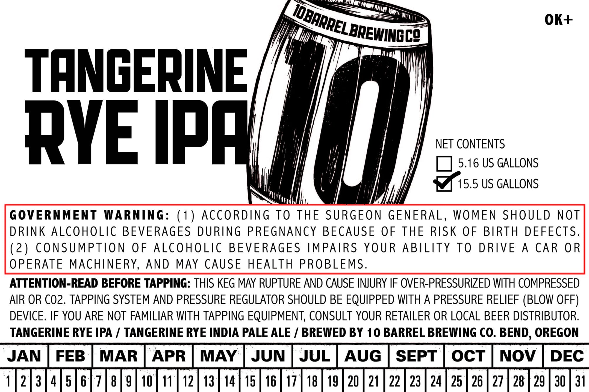 Tangerine Rye IPA by 10 Barrel Brewing - beer label