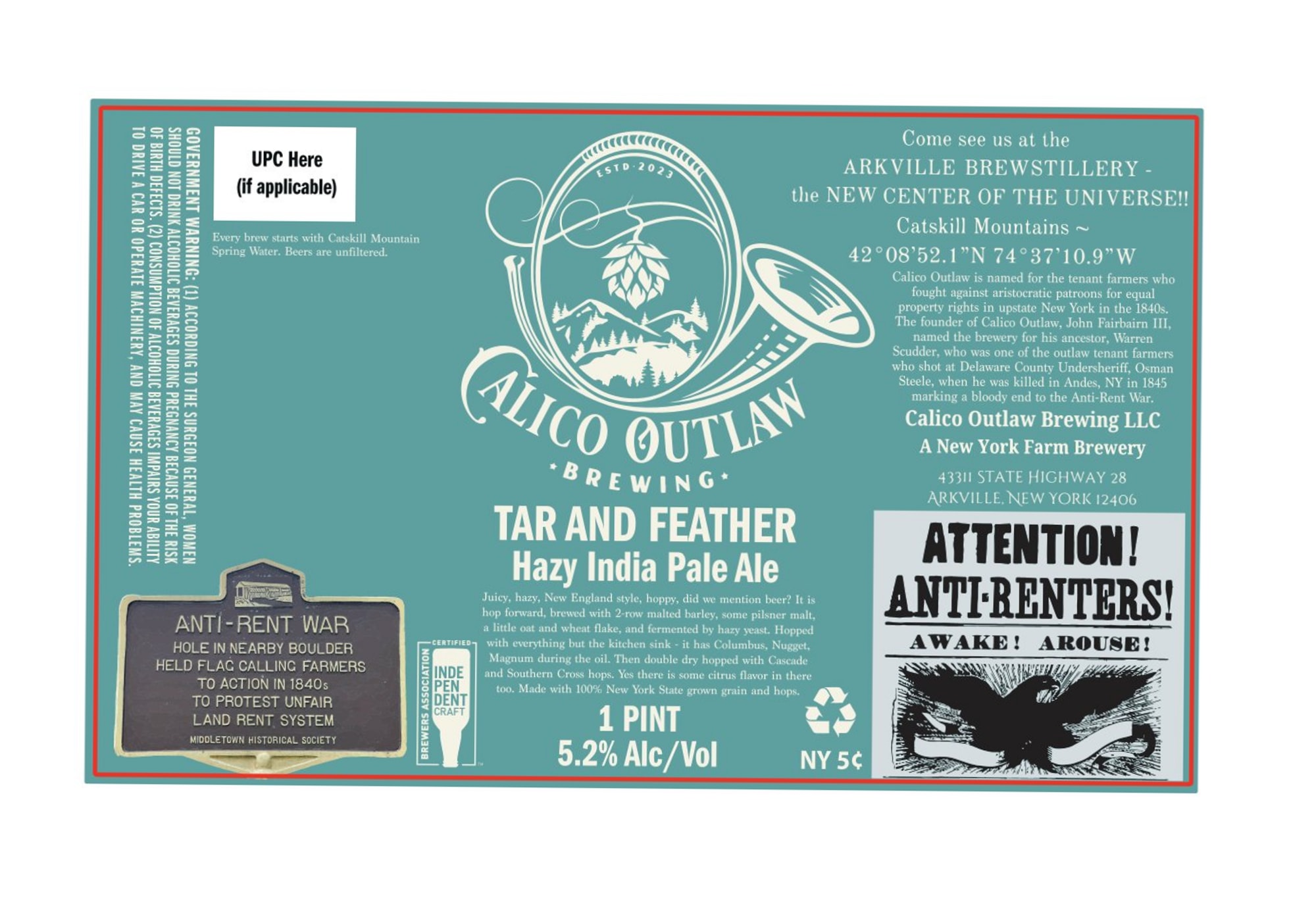 Tar and Feather by Calico Outlaw Brewing - beer label