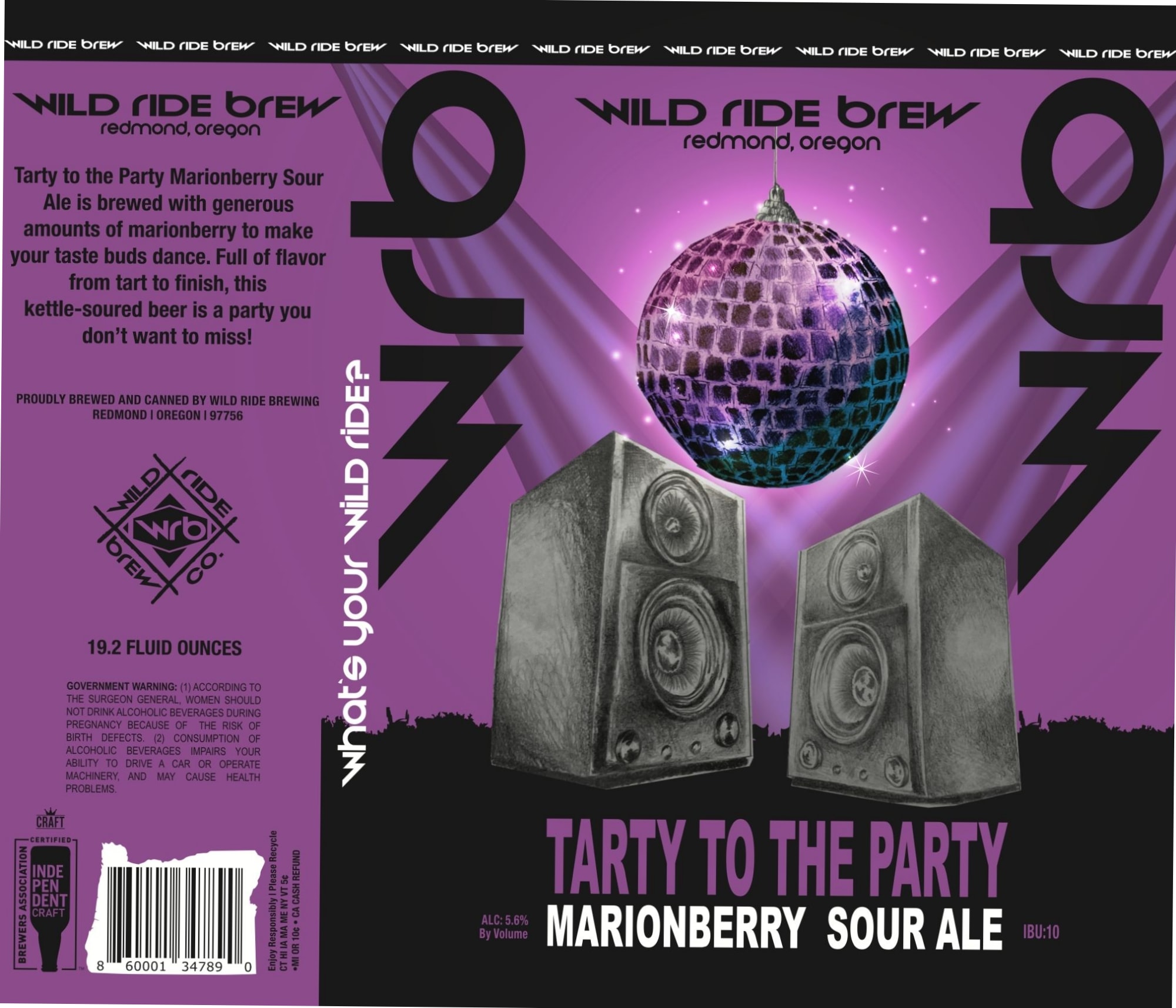 Tarty to the Party Marionberry Sour Ale by Wild Ride Brew - beer label