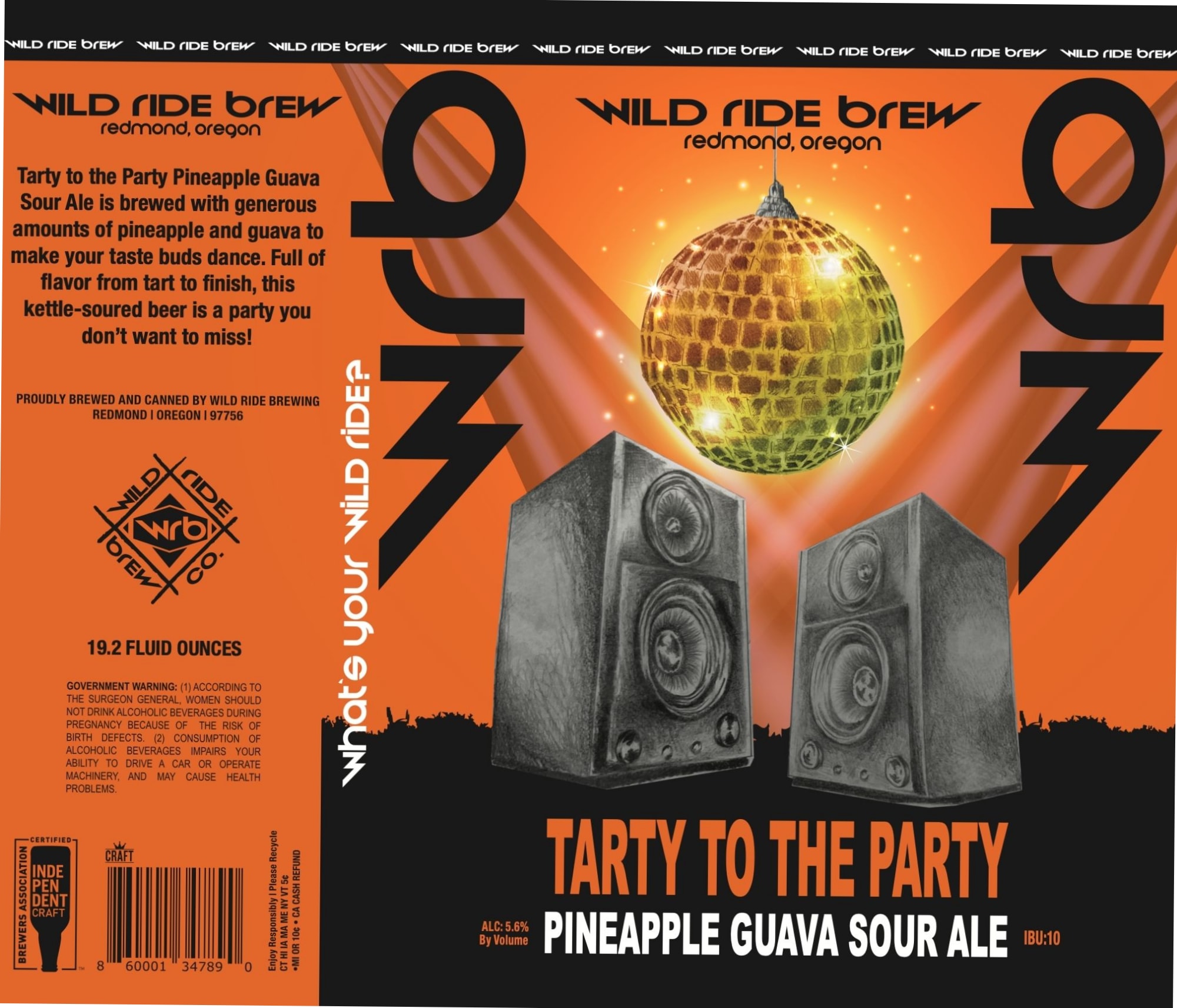 Tarty to the Party Pineapple Guava Sour Ale by Wild Ride Brew - beer label