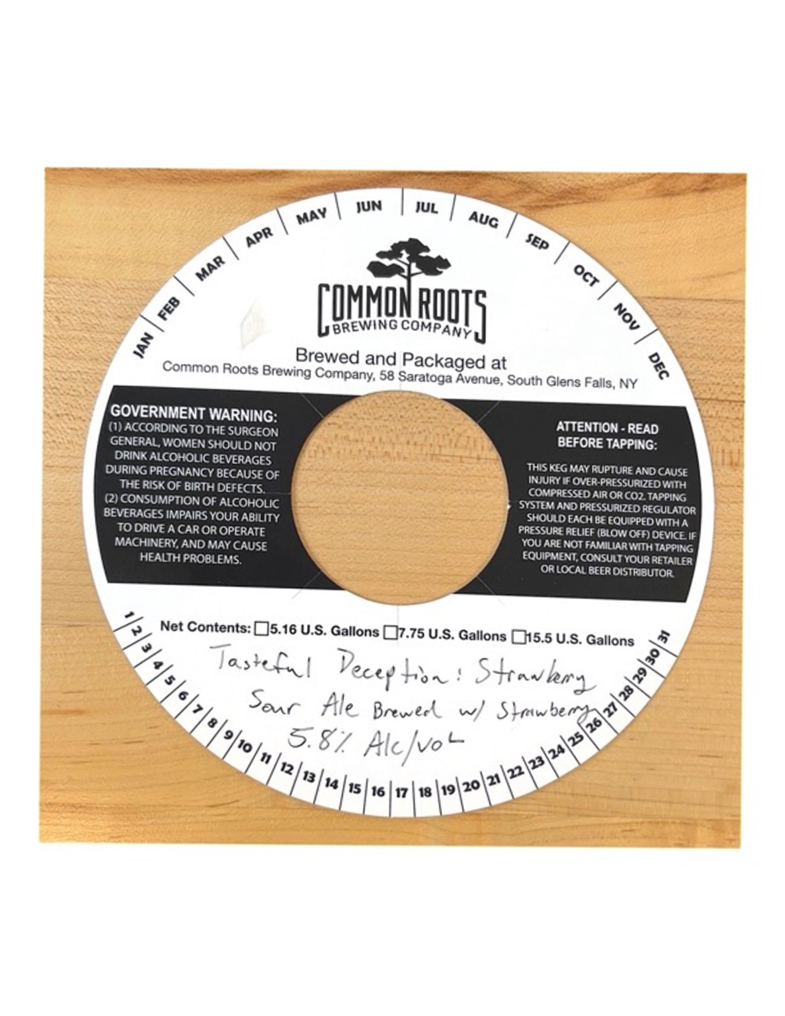 Tasteful Deception! Strawberry Sour Ale by Common Roots Brewing Company - beer label