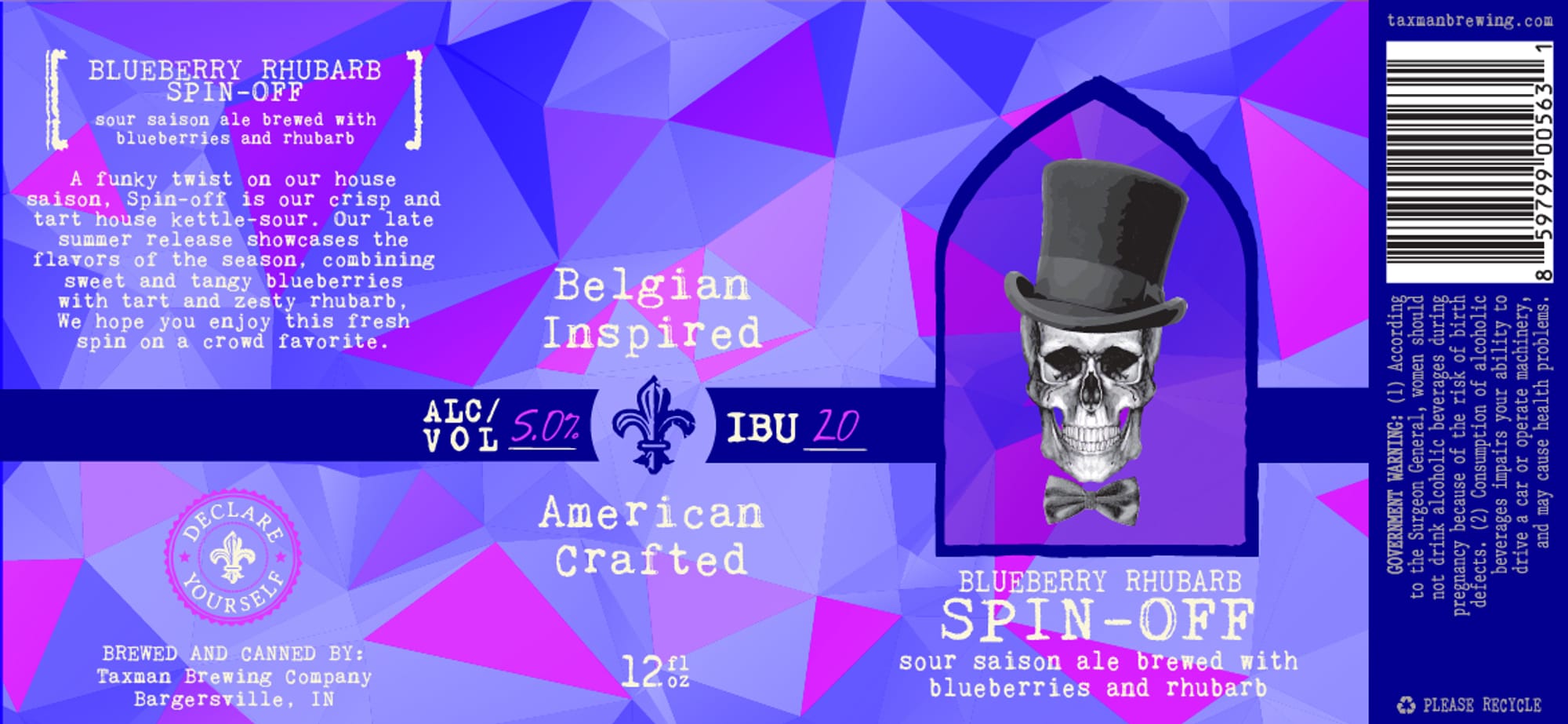 Blueberry Rhubarb Spin-Off by Taxman Brewing Company - beer label