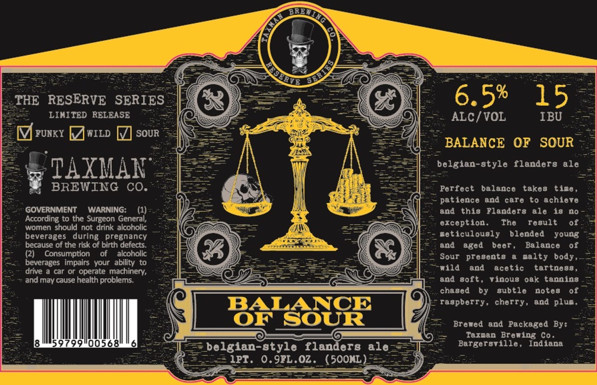 Balance of Sour by Taxman Brewing Co. - beer label