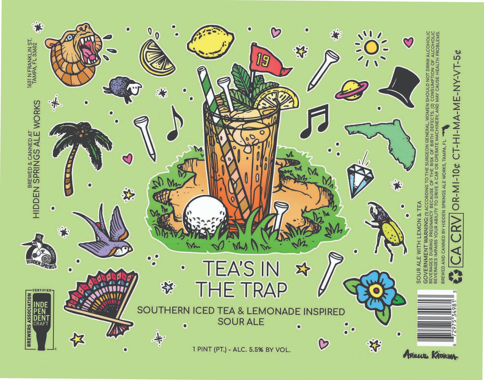 Tea's in the Trap by Hidden Springs Ale Works - beer label