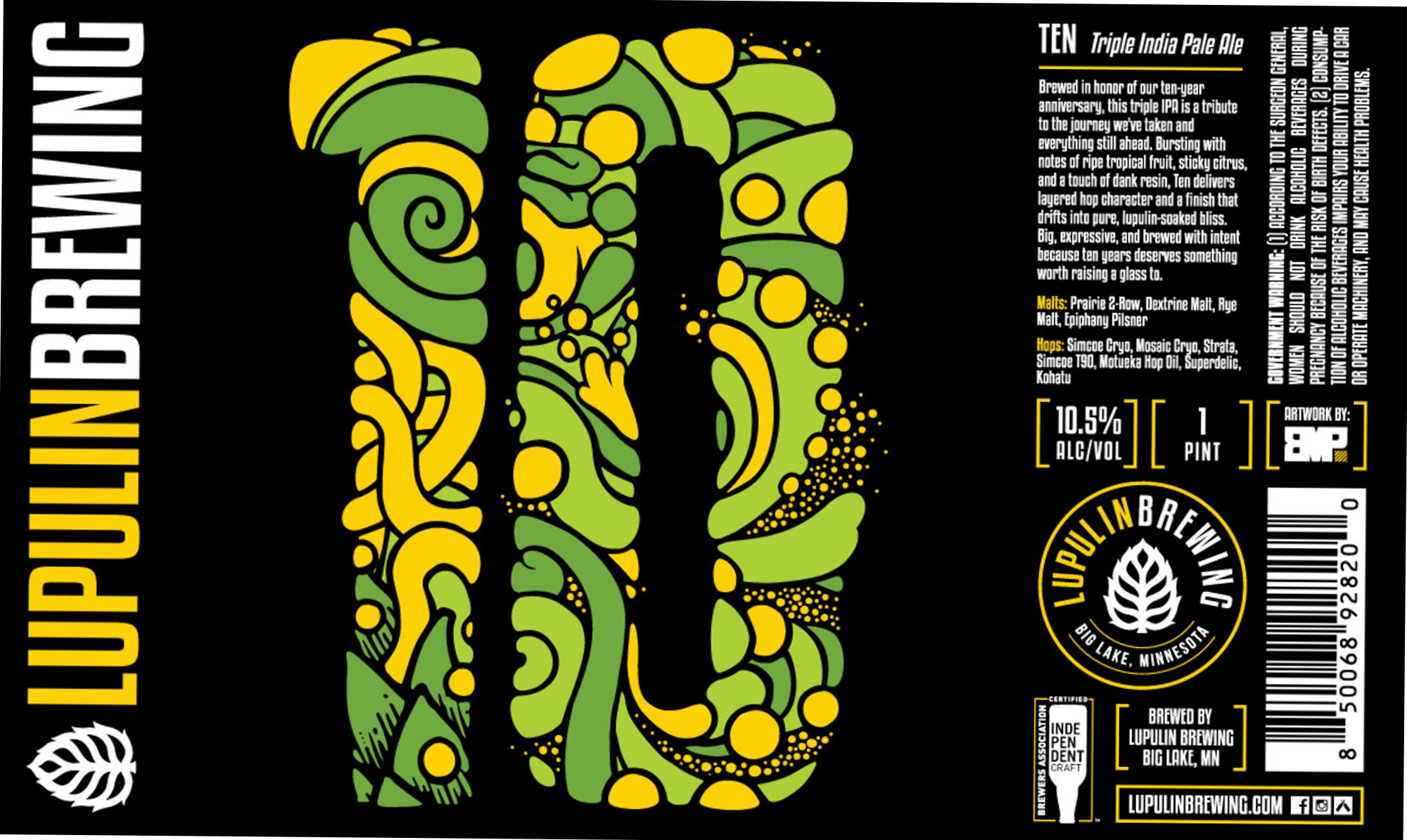 Ten by Lupulin Brewing - beer label