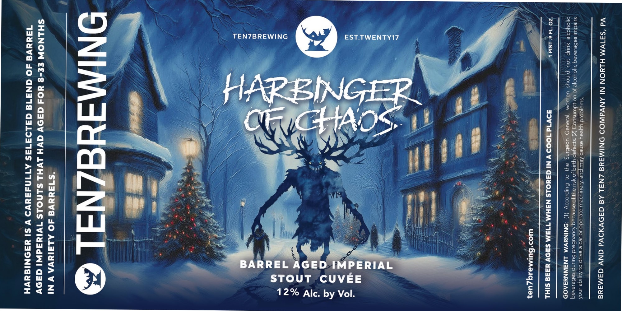 Harbinger of Chaos by Ten7 Brewing - beer label