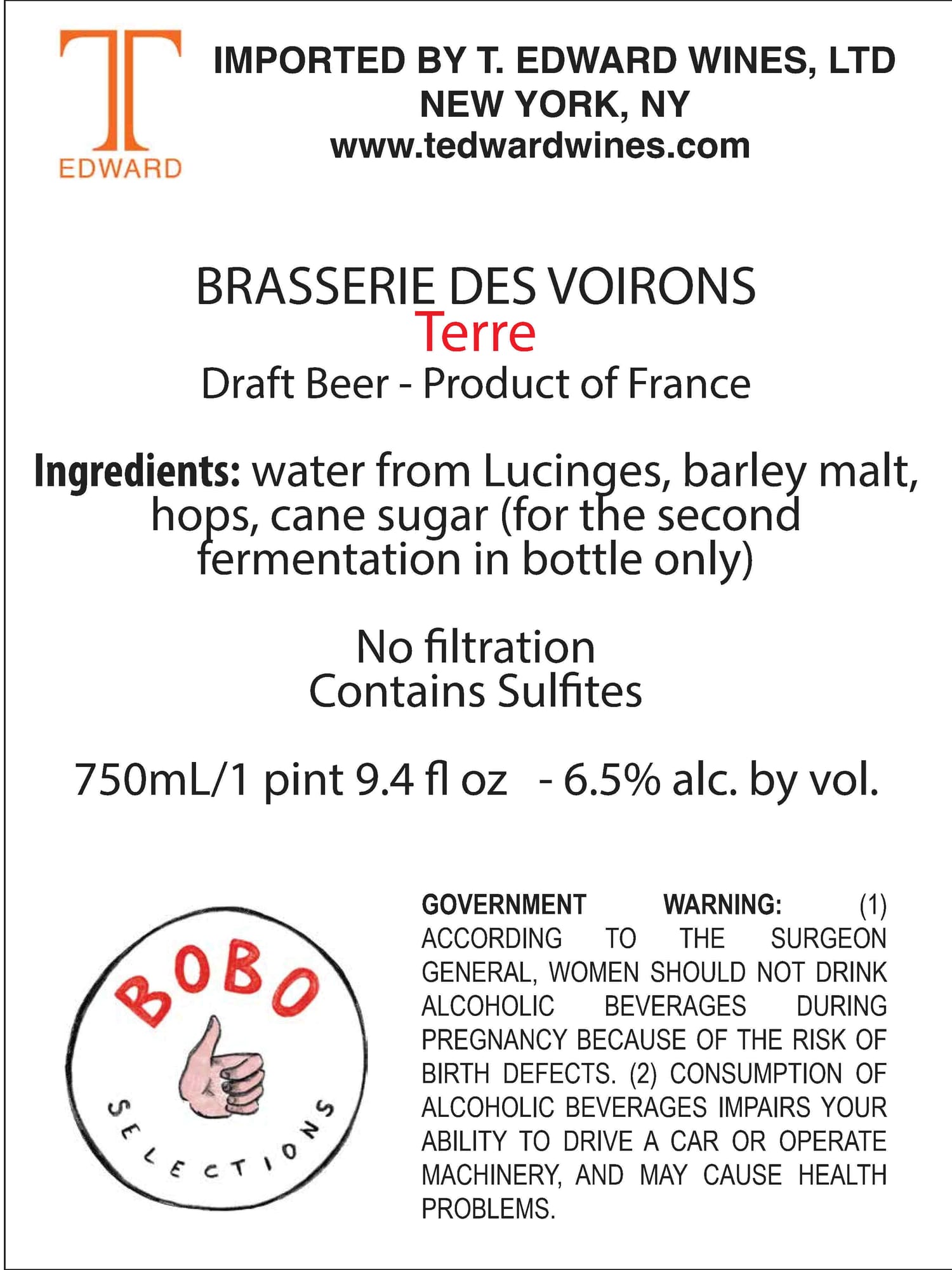 Terre by Brasserie des Voiroins - beer label