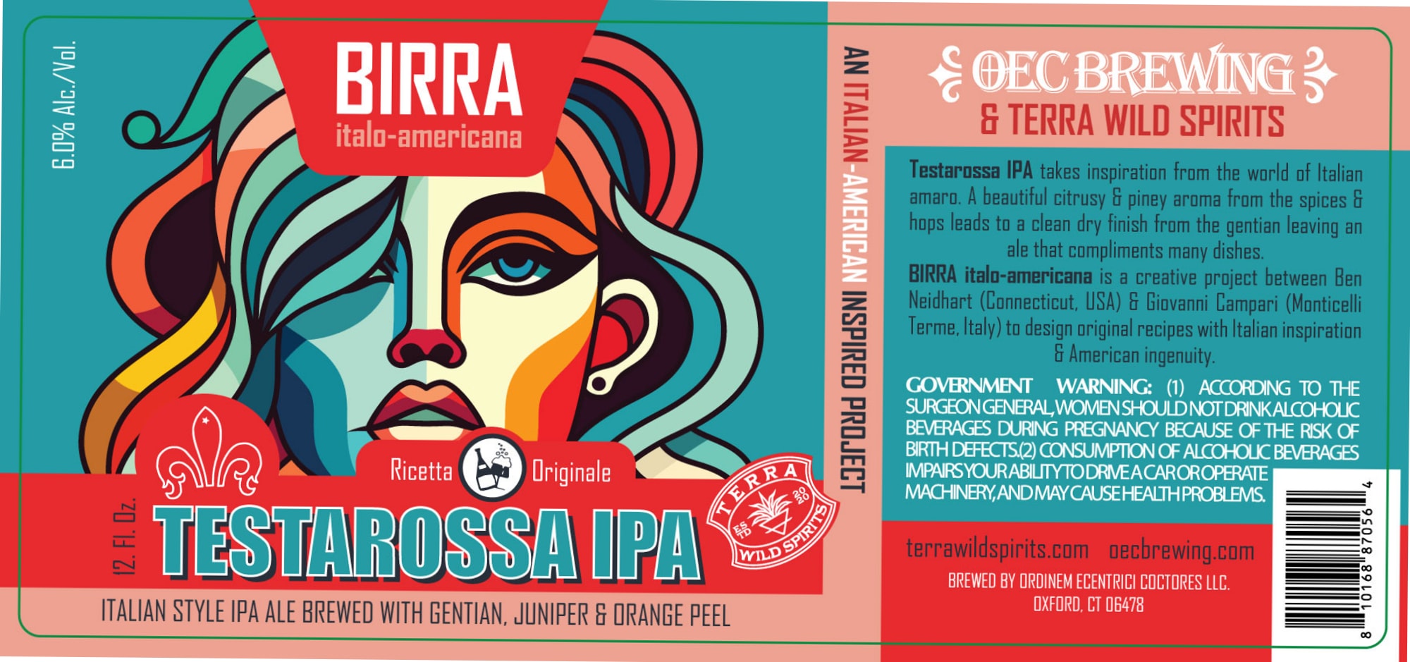Testa Rossa IPA by Terra Wild Spirits - beer label