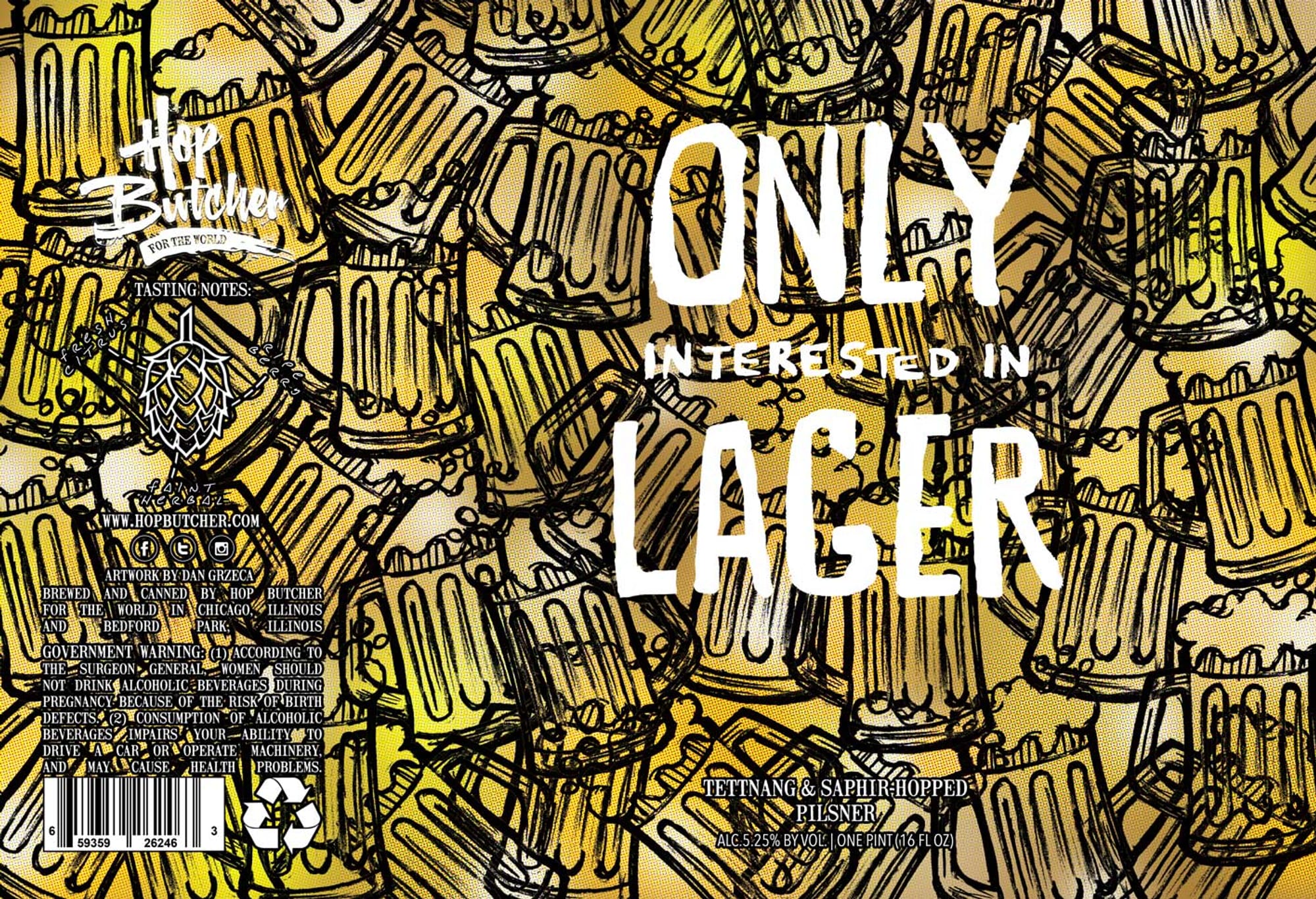 Tettnang & Saaz Pilsner-Hopped Lager by Hop Butcher For The World - beer label