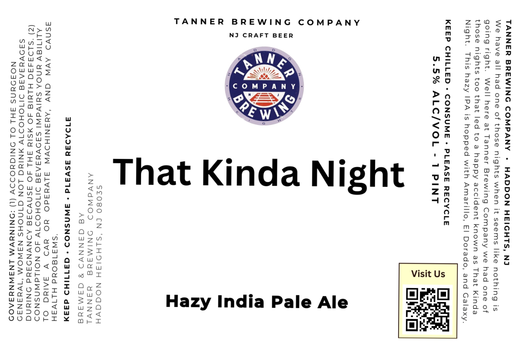 That Kinda Night by Tanner Brewing Company - beer label