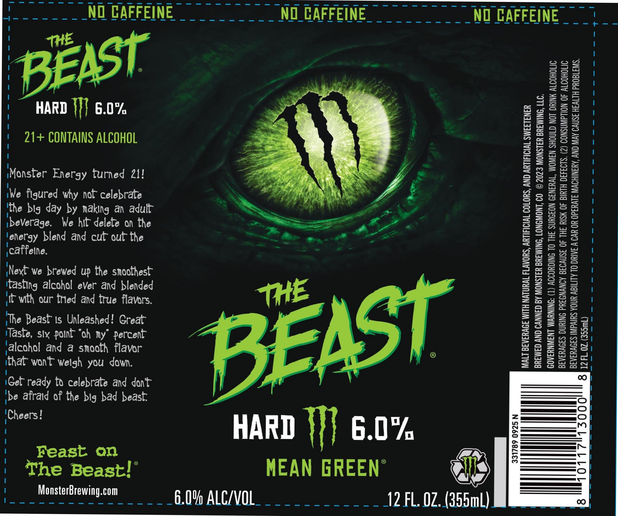 The Beast Hard 6.0% by Monster Brewing - beer label
