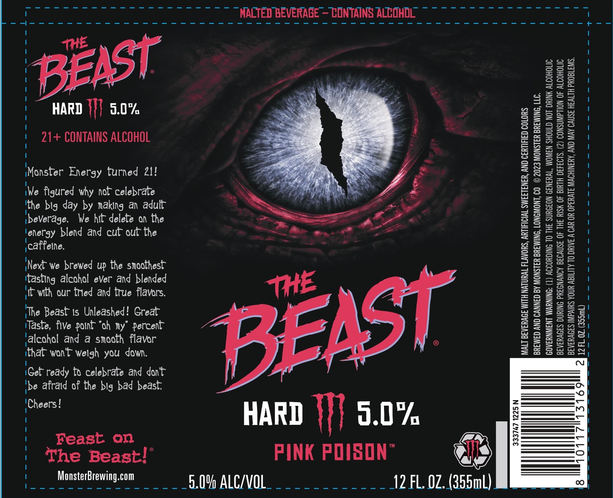 The Beast Hard Pink Poison by Monster Brewing Co. - beer label
