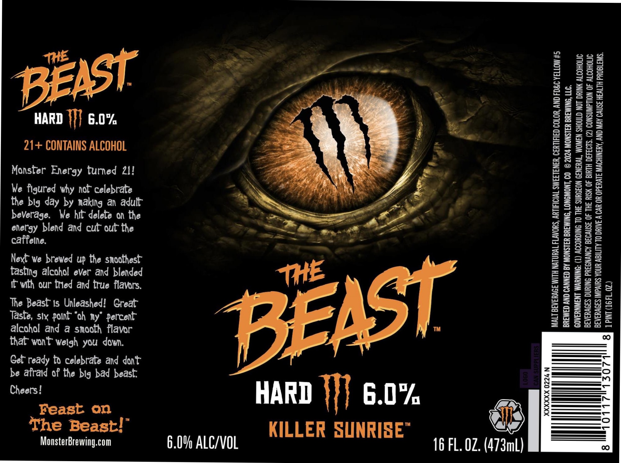 The Beast Hard Tea by Monster Brewing - beer label