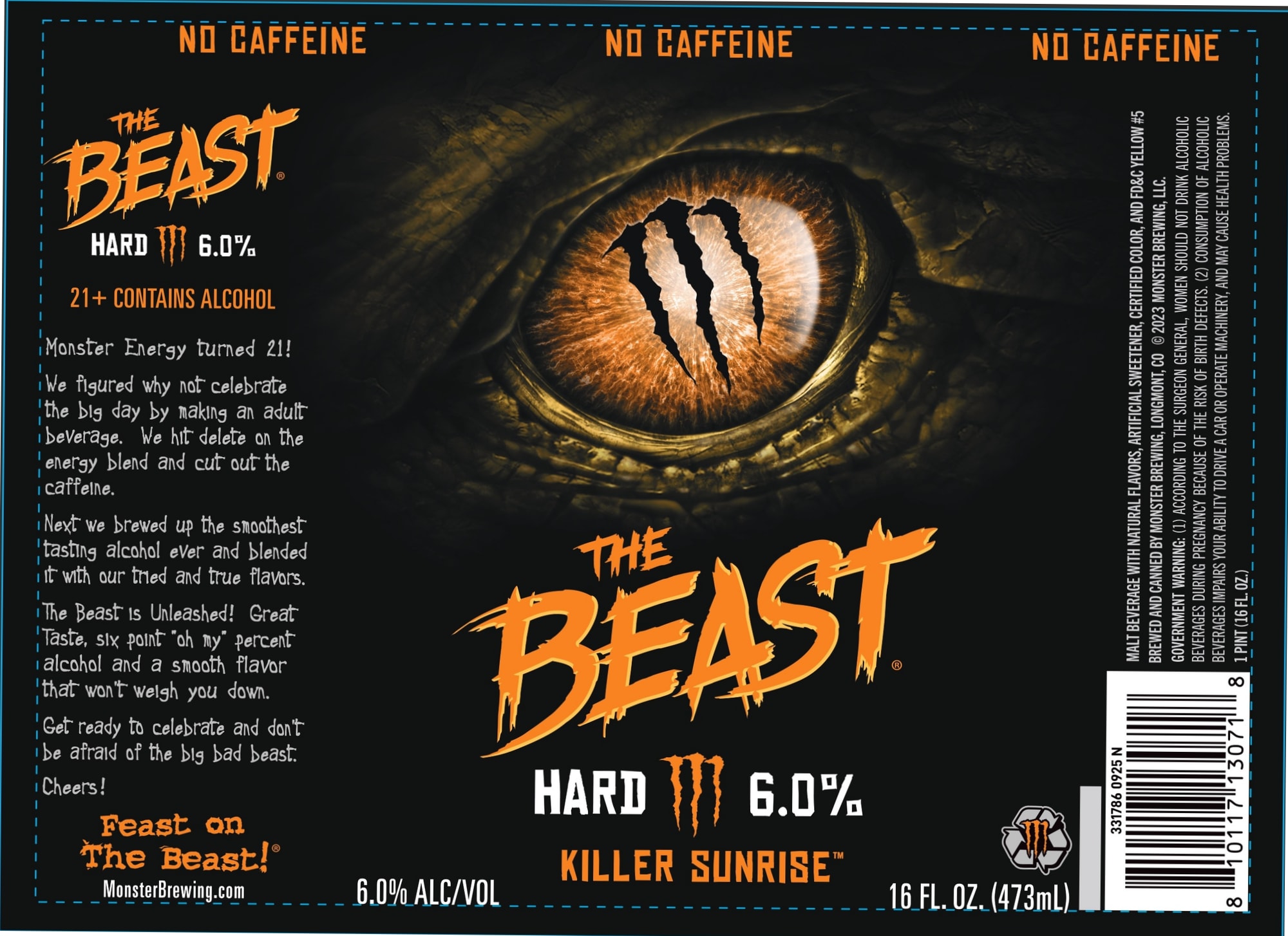 The Beast Hard Tea by Monster Brewing - beer label