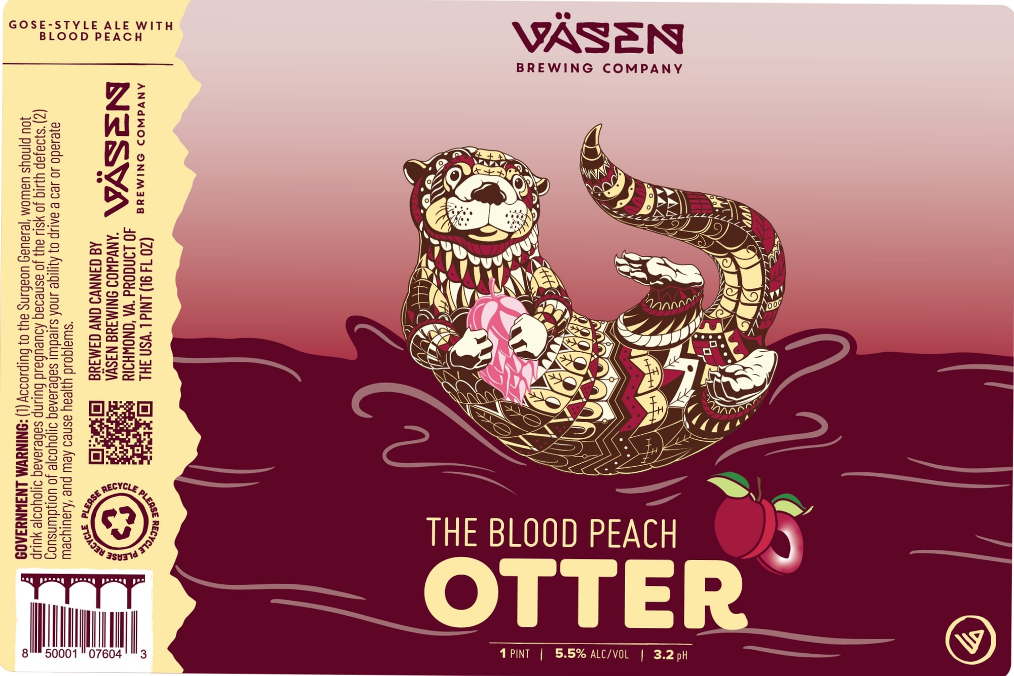 The Blood Peach Otter by Väsen Brewing Company - beer label