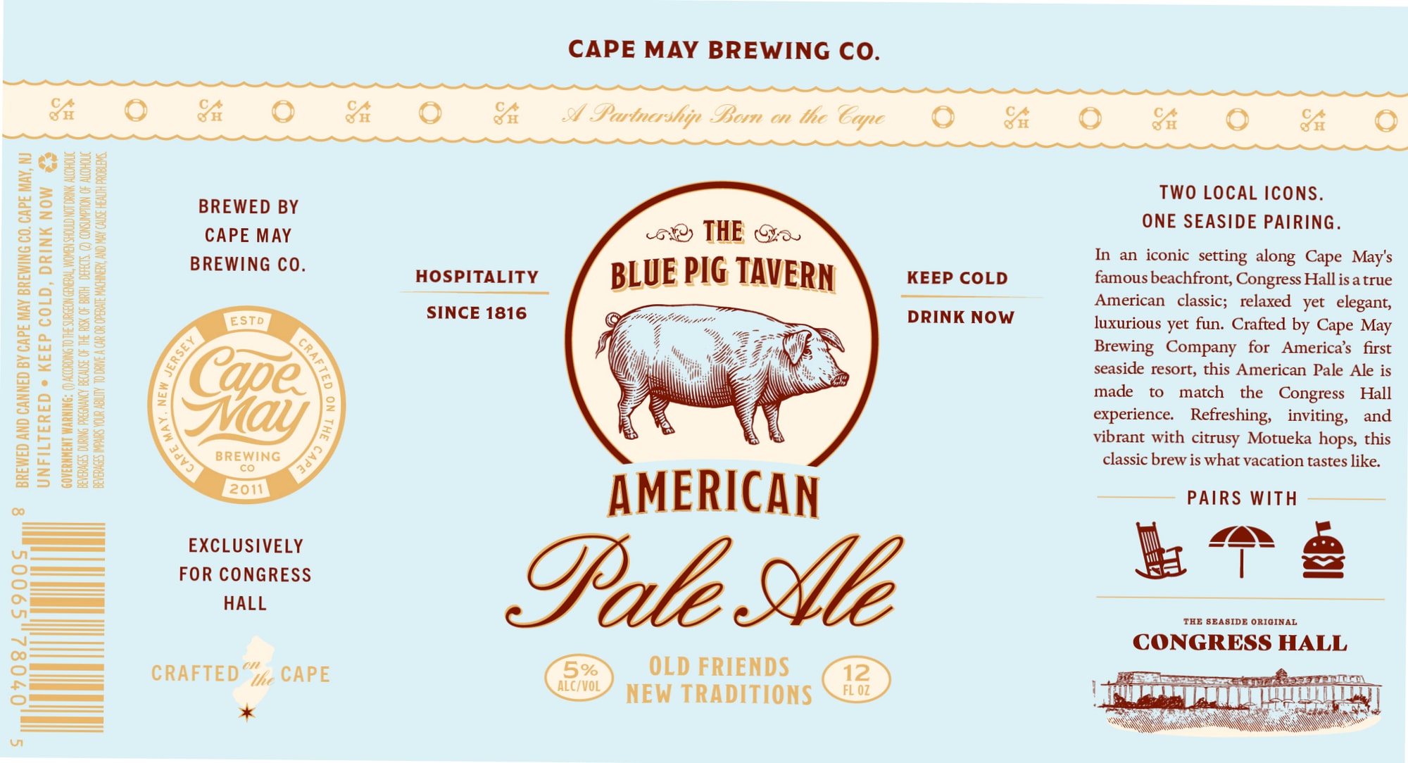 The Blue Tavern American Pale Ale by Cape May Brewing Co. - beer label