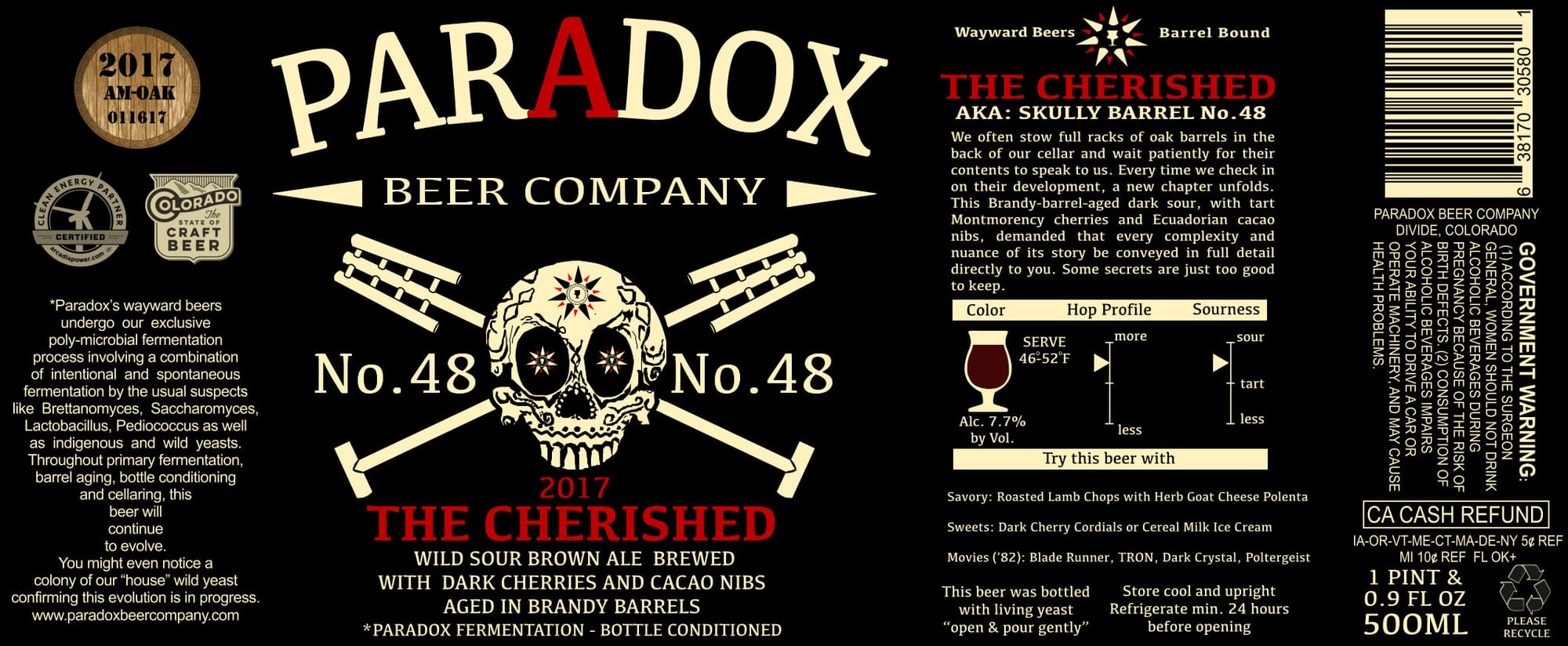Paradox: The Cherished by Wayward Beer Company - beer label