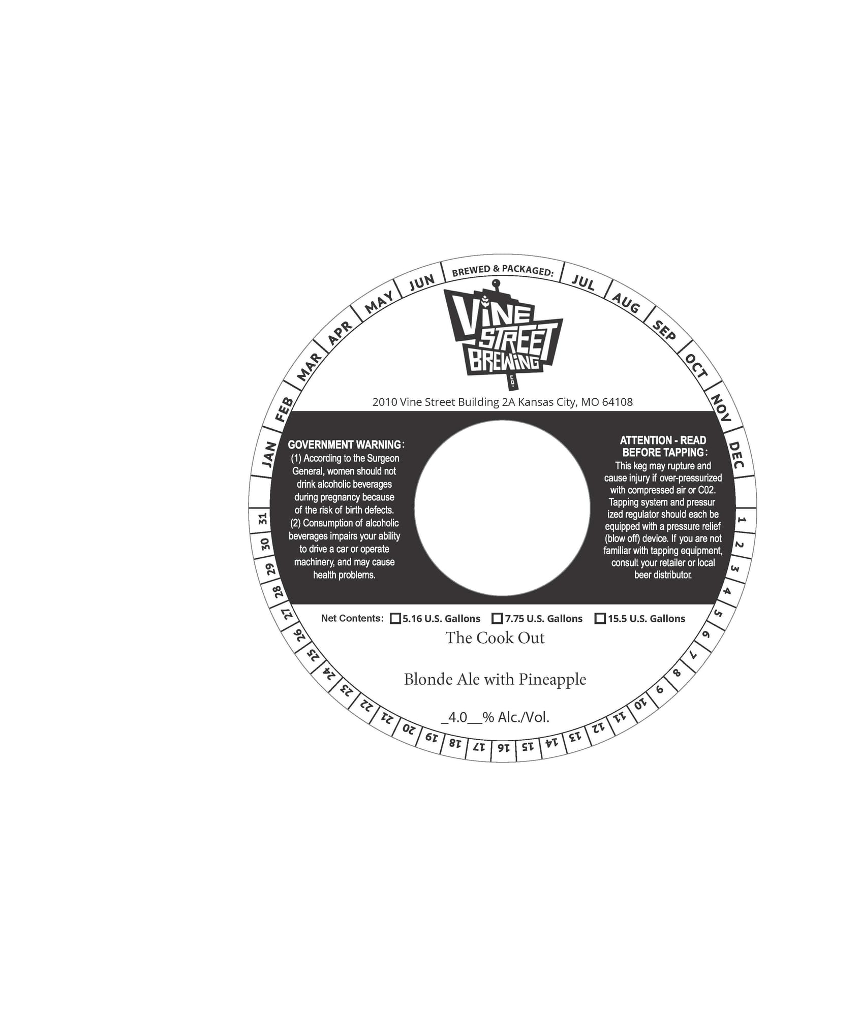 The Cook Out by Vine Street Brewing Co. - beer label