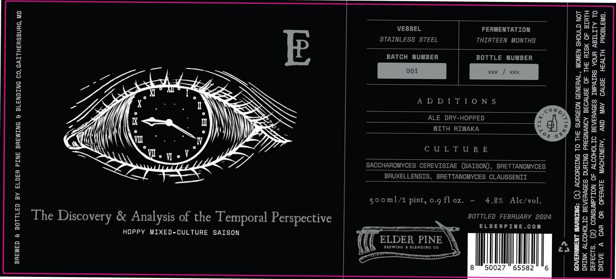 The Discovery & Analysis of the Temporal Perspective by Elder Pine Brewing & Blending Co. - beer label