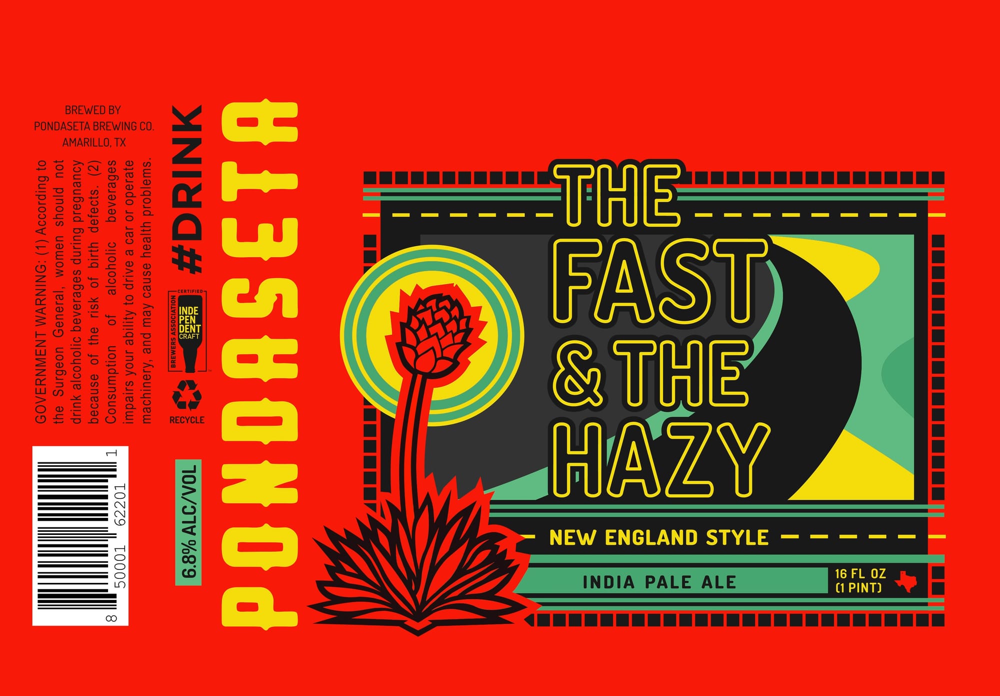 The Fast & The Hazy by Pondaseta Brewing Co. - beer label
