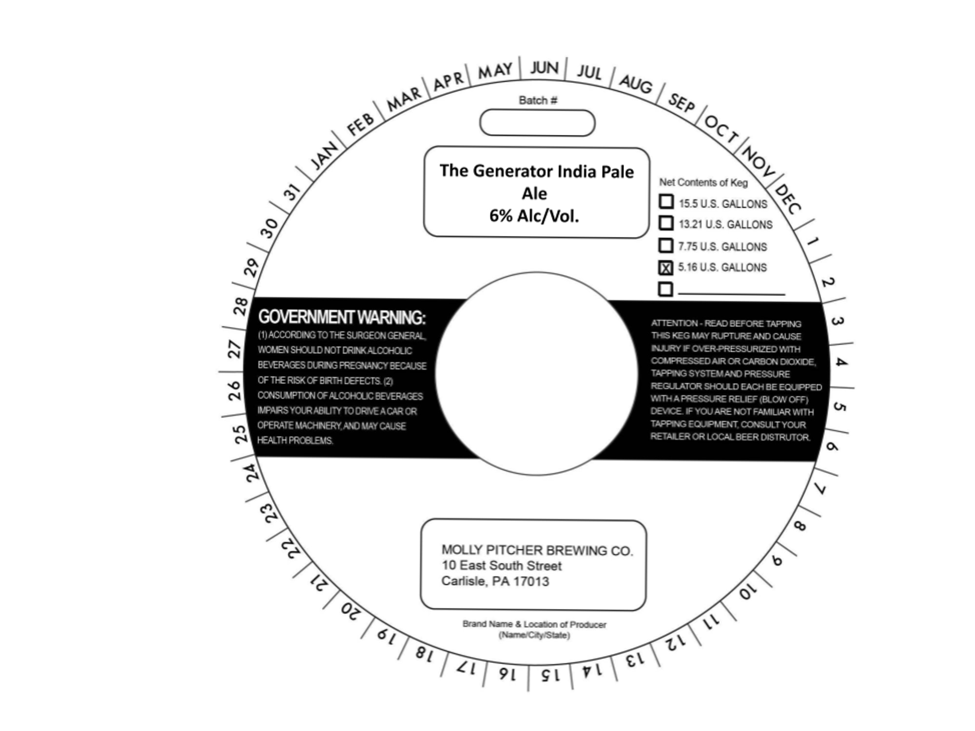 The Generator India Pale Ale by Molly Pitcher Brewing Co. - beer label