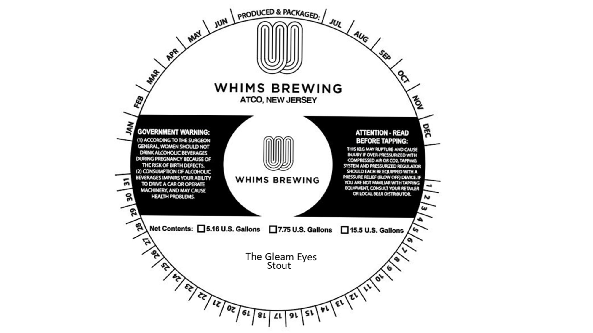 The Gleam Eyes Stout by Whims Brewing - beer label
