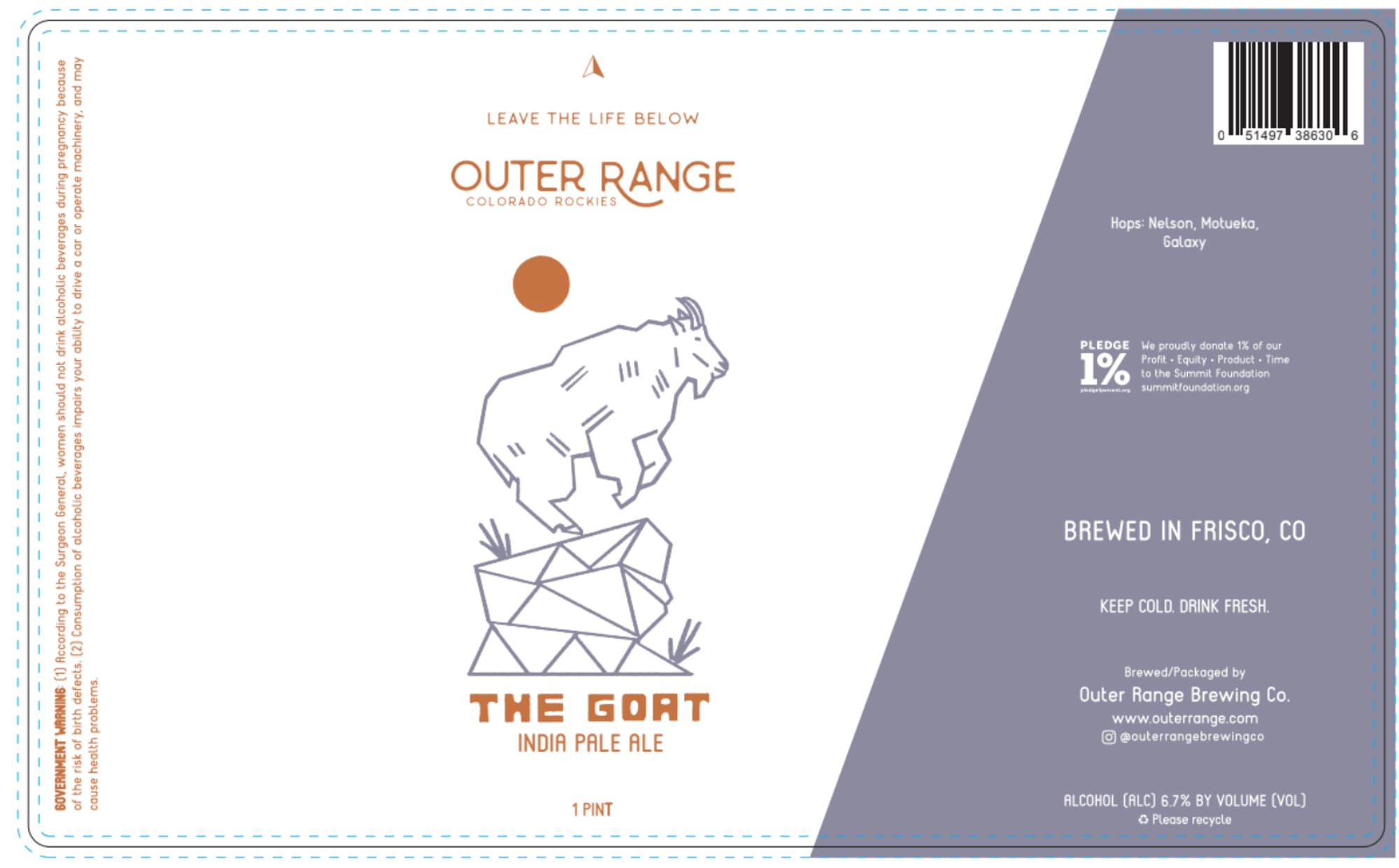 The Goat by Outer Range Brewing Co. - beer label