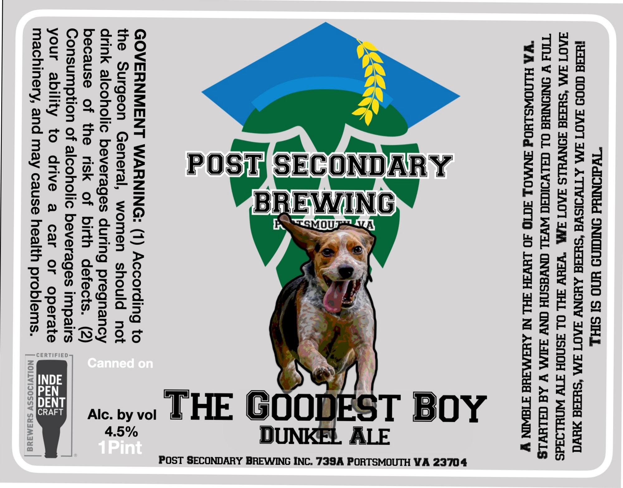 The Goodest Boy by Post Secondary Brewing - beer label
