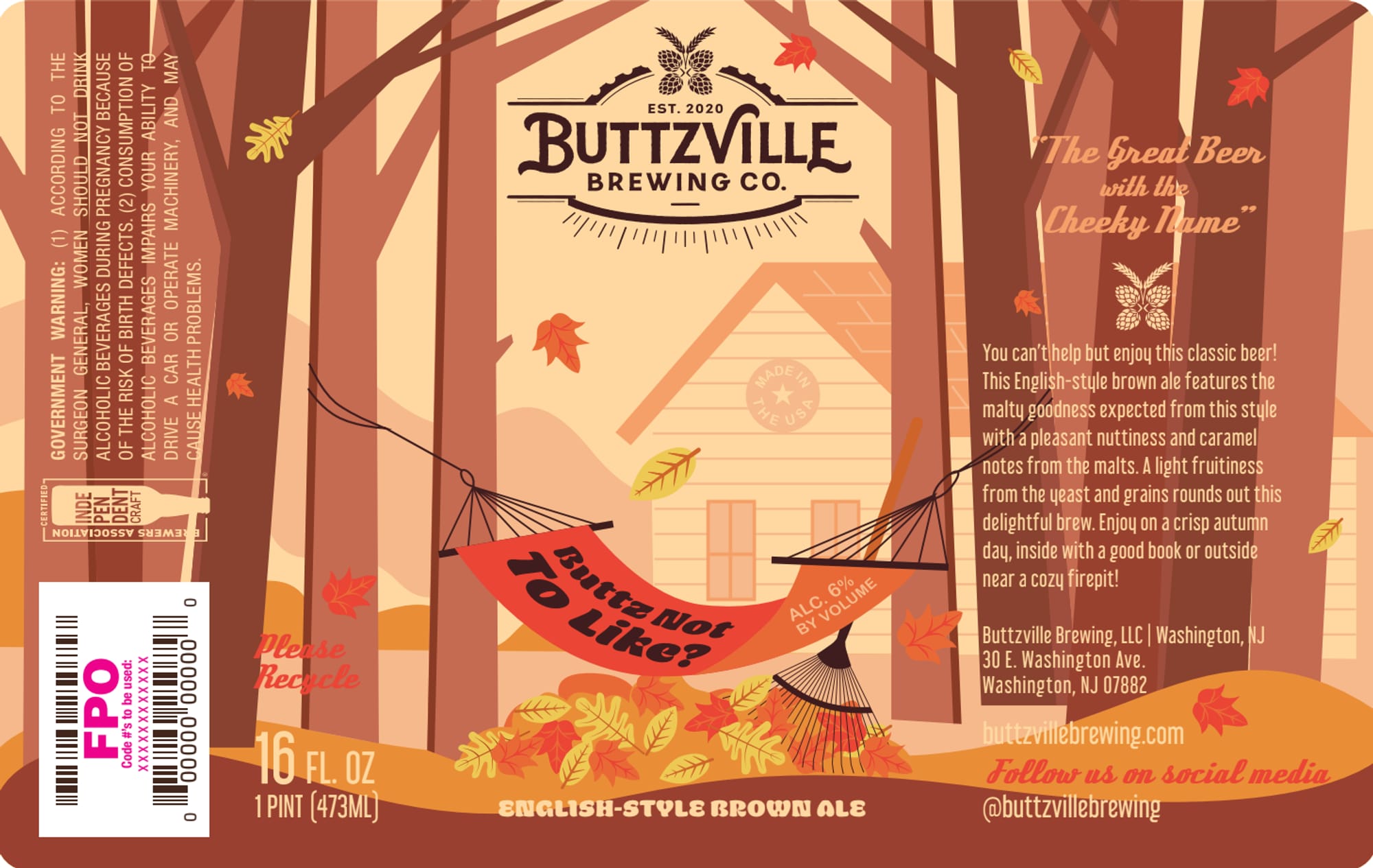 The Great Beer with the Cheeky Name by Buttzville Brewing Co. - beer label