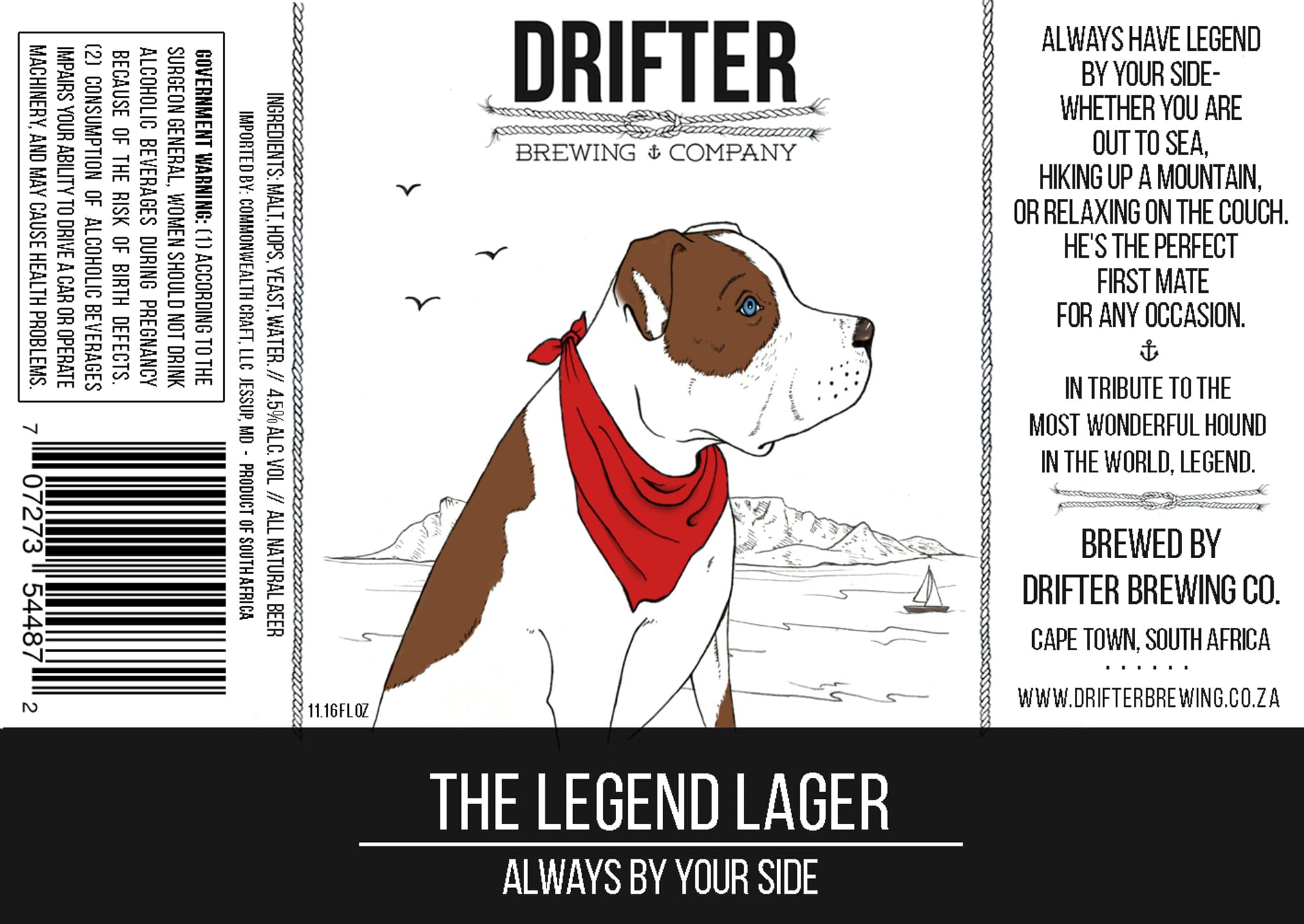 The Legend Lager by Drifter Brewing & Company - beer label