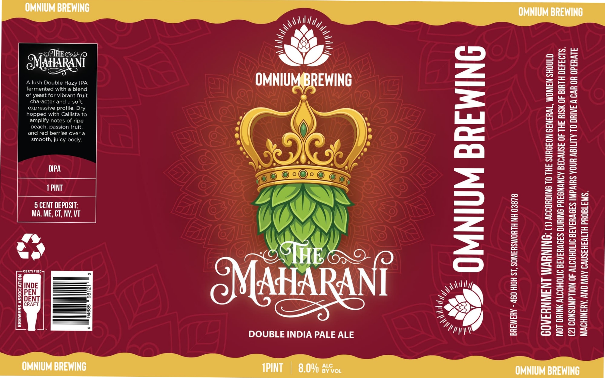 The Maharani by Omnium Brewing - beer label