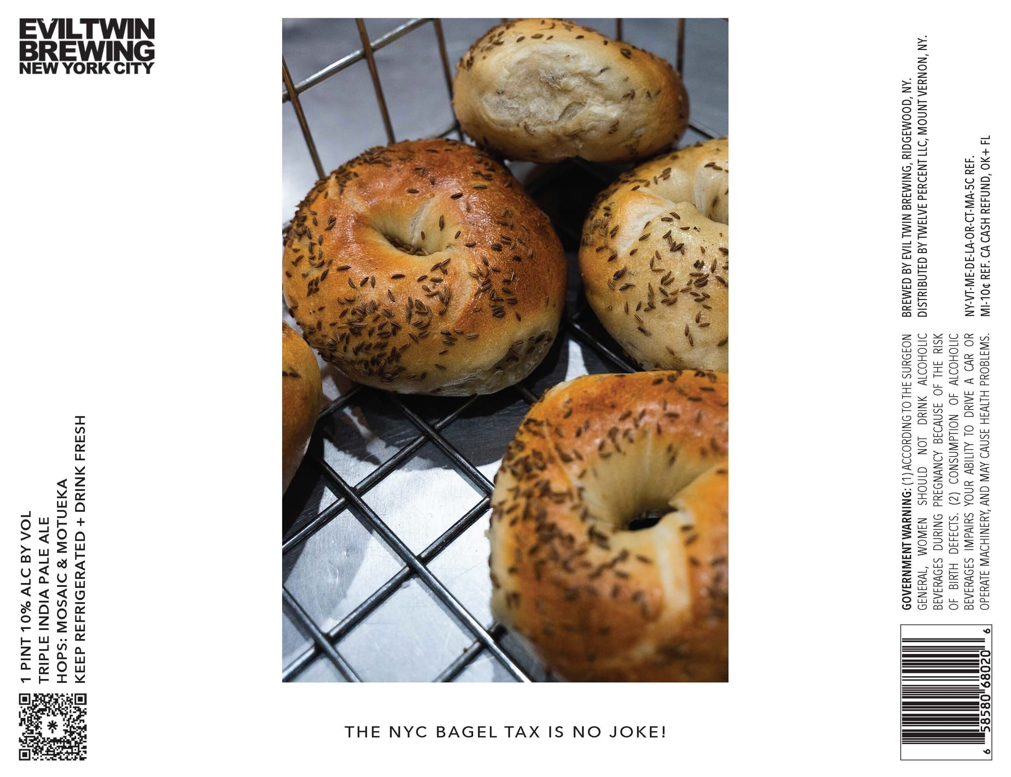 The NYC Bagel Tax Is No Joke! by Evil Twin Brewing - beer label