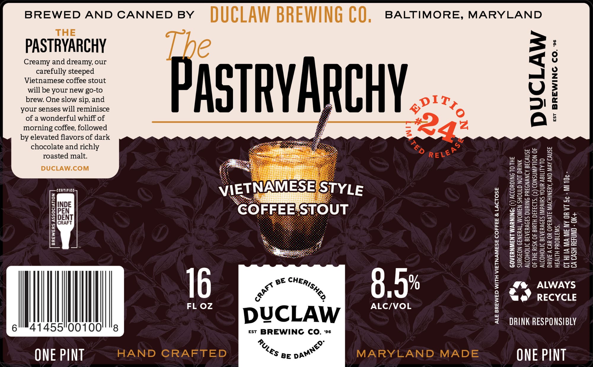 The Pastryarchy by Duclaw Brewing Co. - beer label
