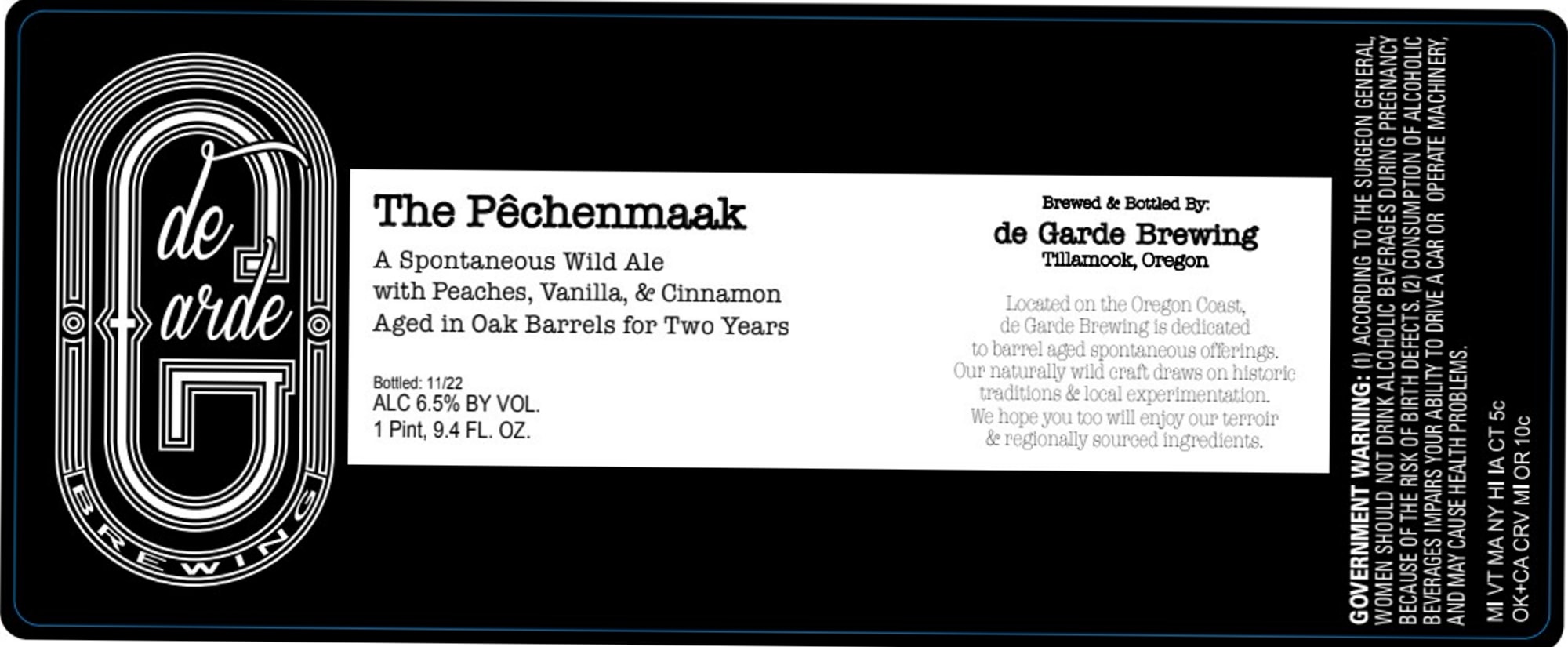 The Pêchenmaak by de Garde Brewing - beer label
