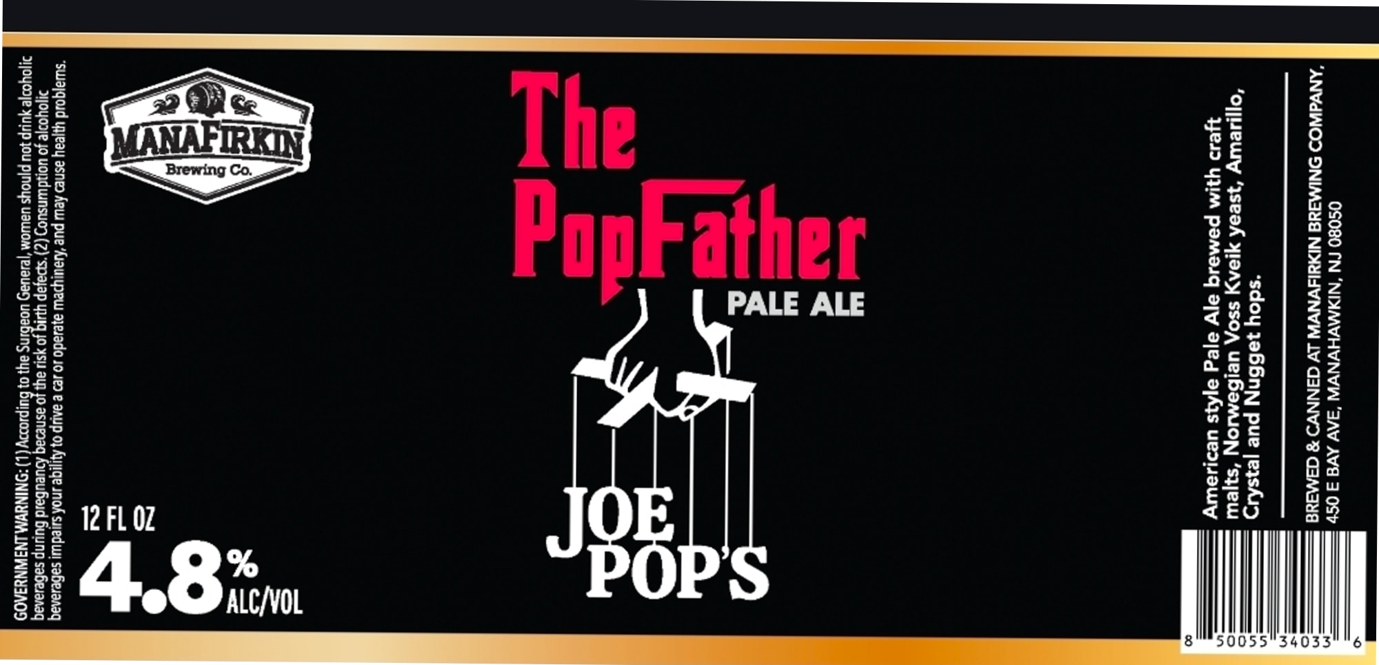 The PopFather by Manafirkin Brewing Co. - beer label
