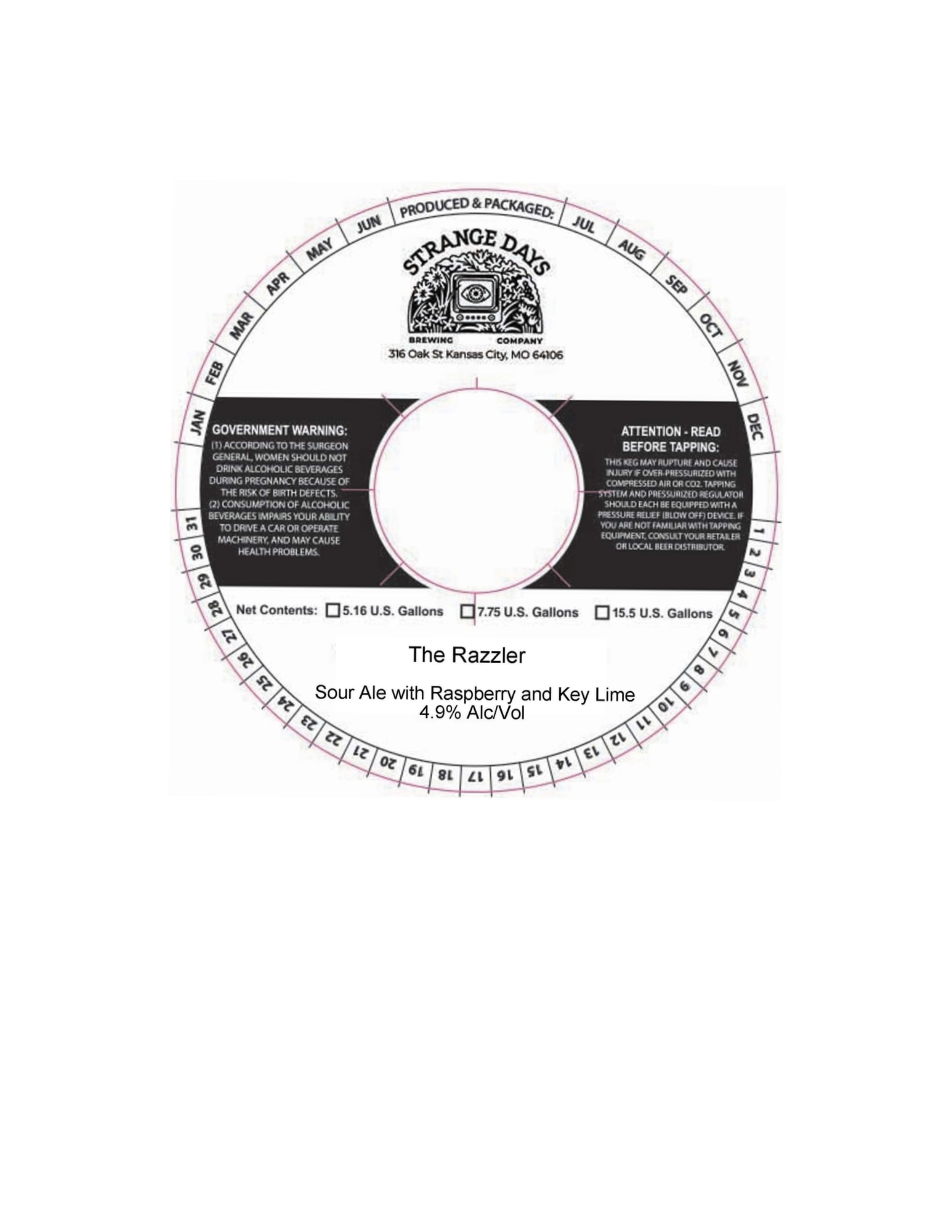 The Razzler by Strange Days Brewing Company - beer label