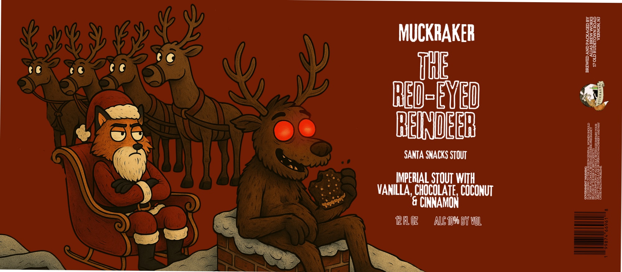 The Red-Eyed Reindeer by Muckraker Brewing Company - beer label