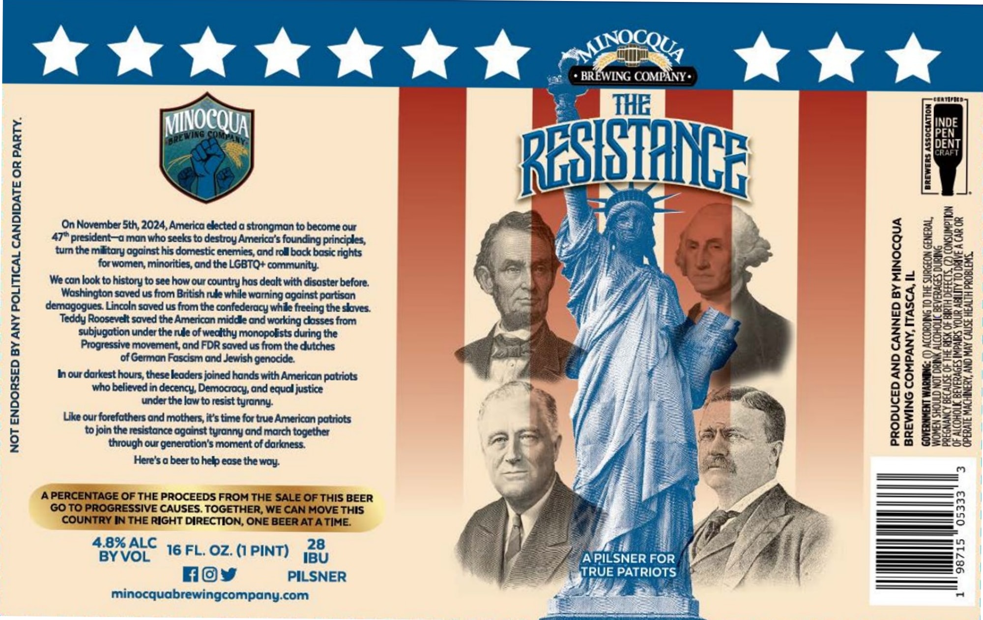 The Resistance by Minocqua Brewing Company - beer label
