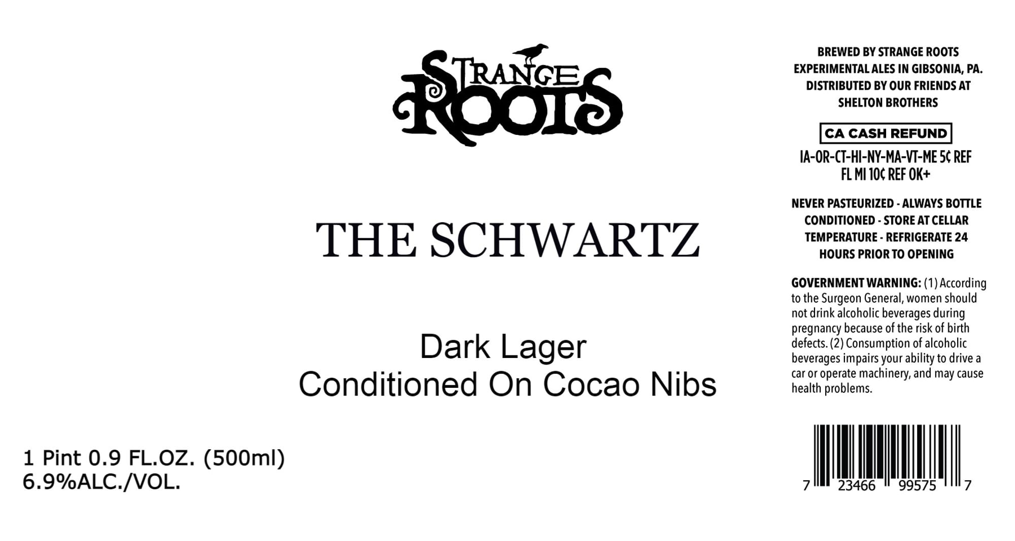 The Schwartz by Strange Roots Experimental Ales - beer label