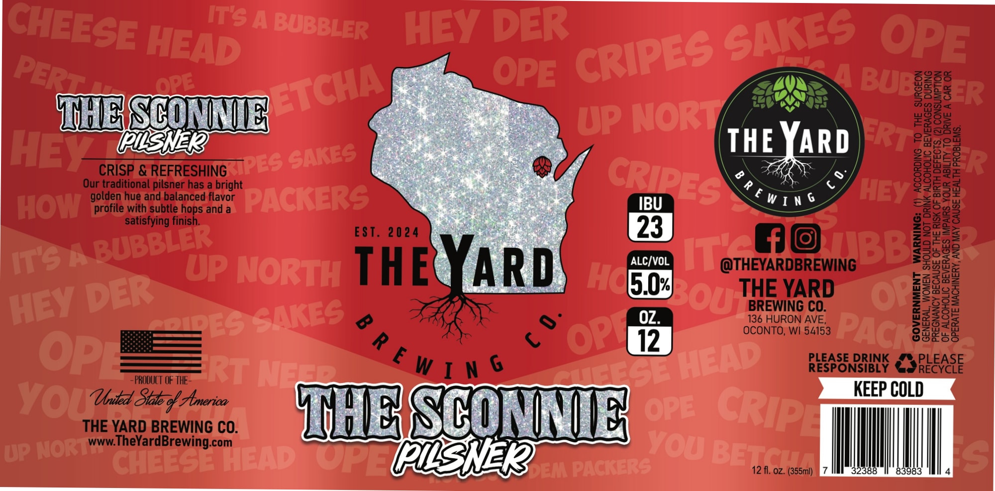 The Sconnie Pilsner by The Yard Brewing Co. - beer label