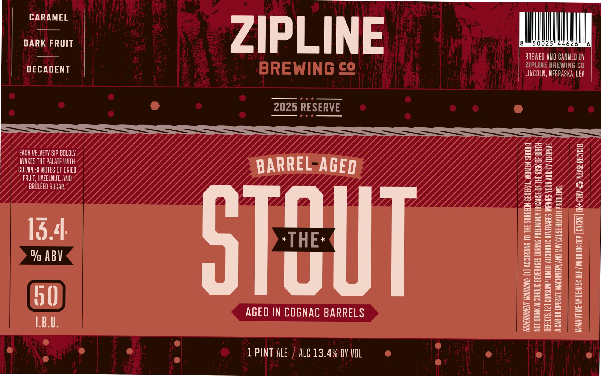 The Stout by Zipline Brewing Co. - beer label