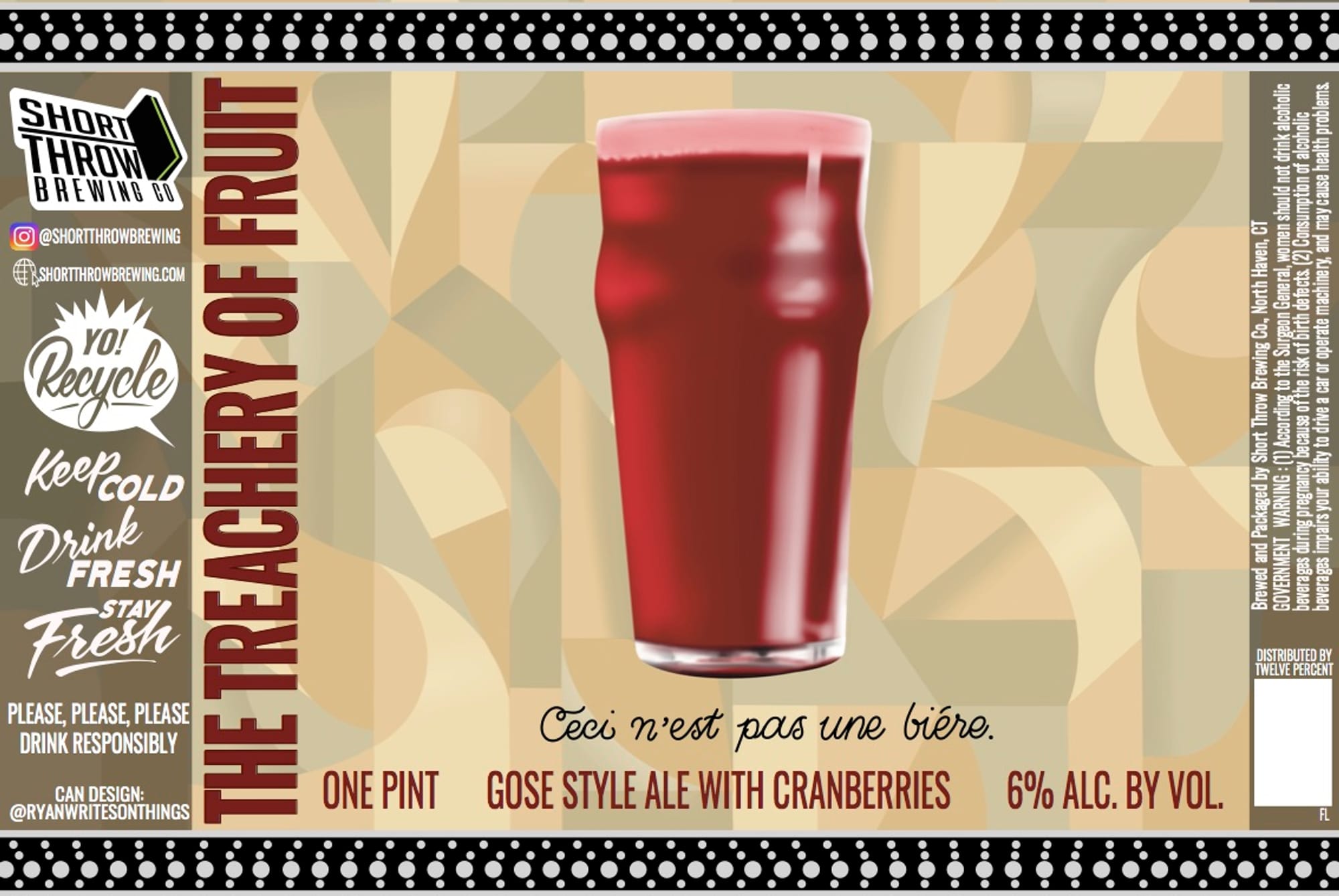 The Treachery of Fruit by Short Throw Brewing Co. - beer label