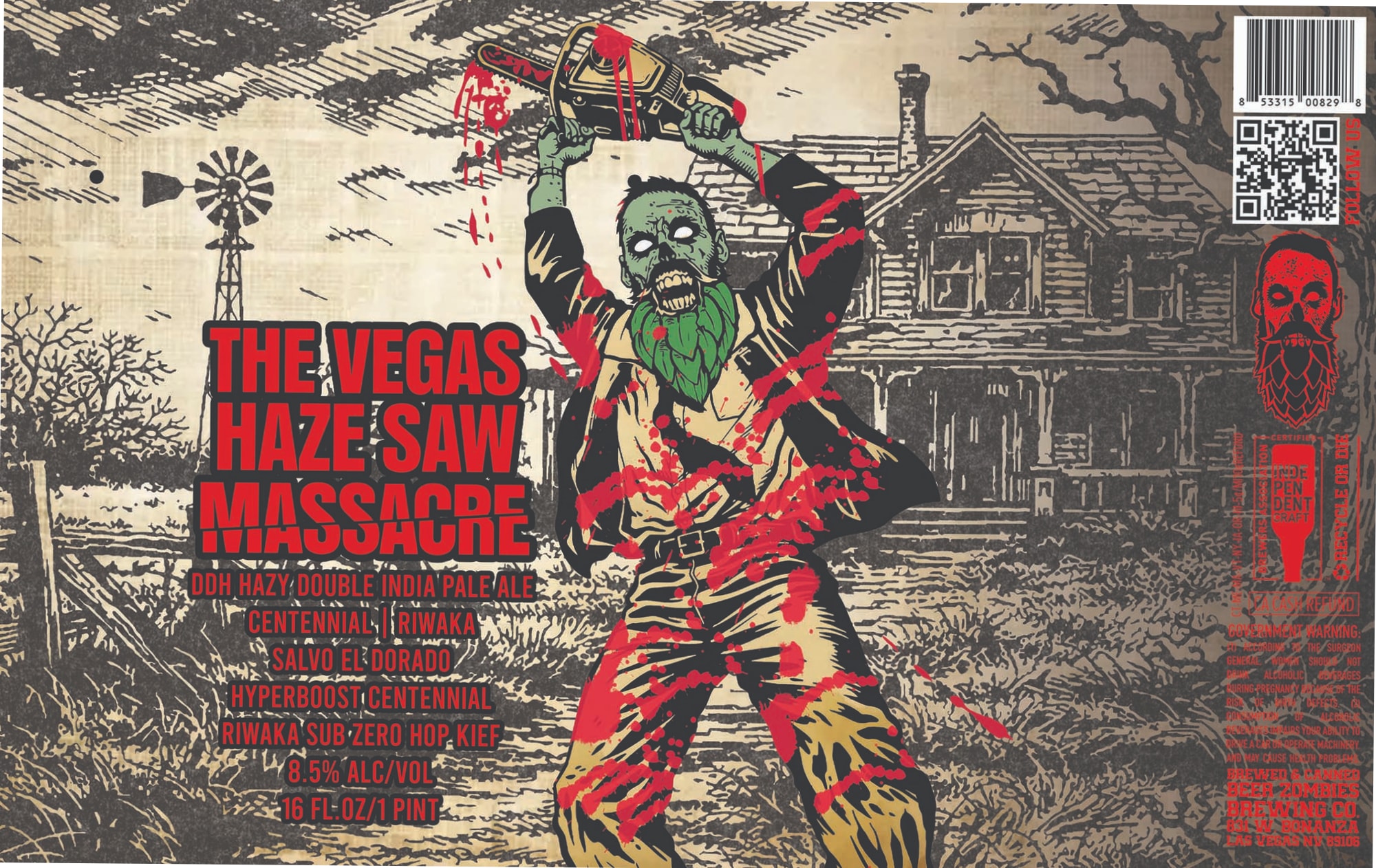 The Vegas Haze Saw Massacre by Side Hustle Brewing - beer label