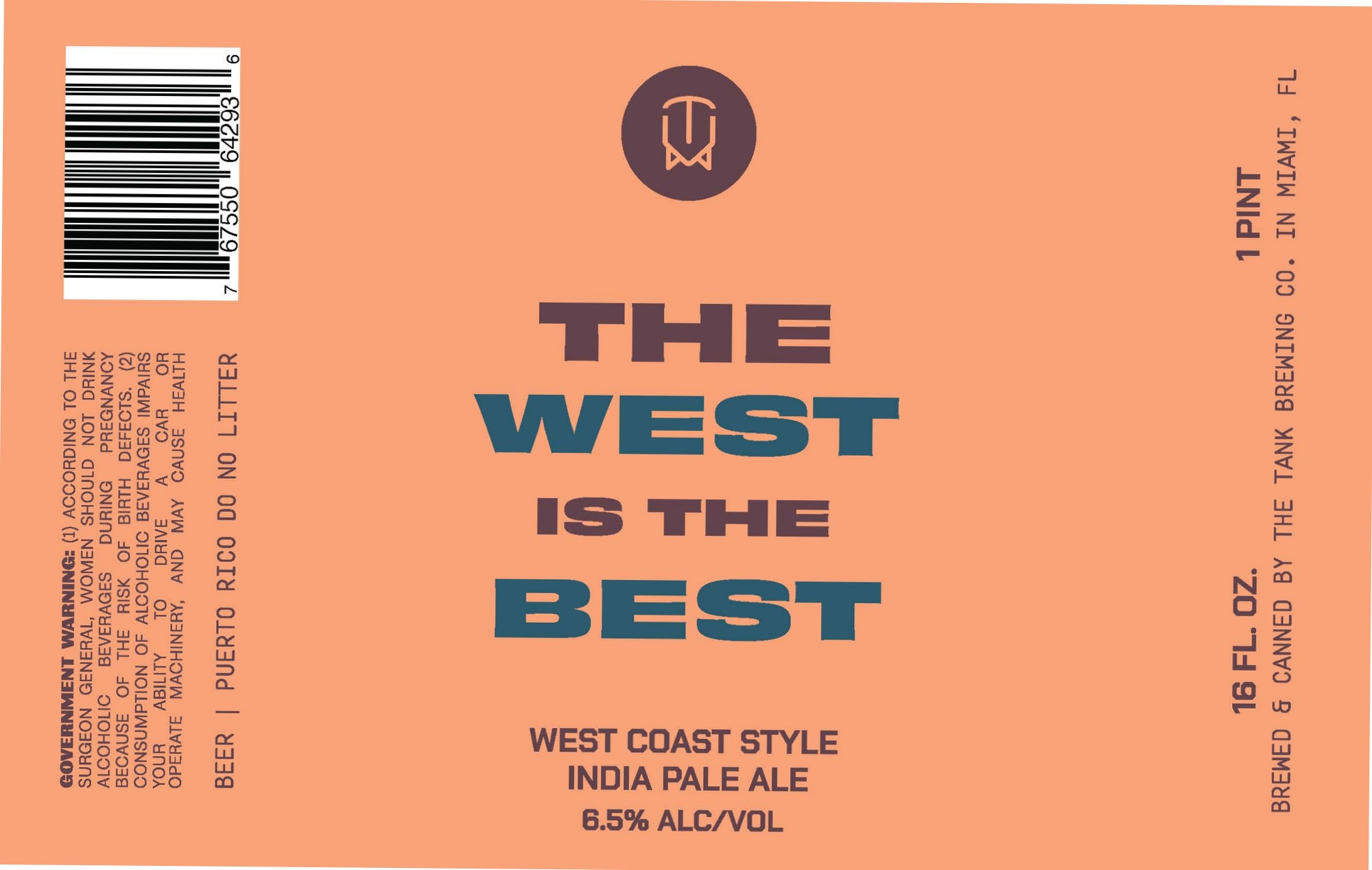 The West by The Tank Brewing Co. - beer label