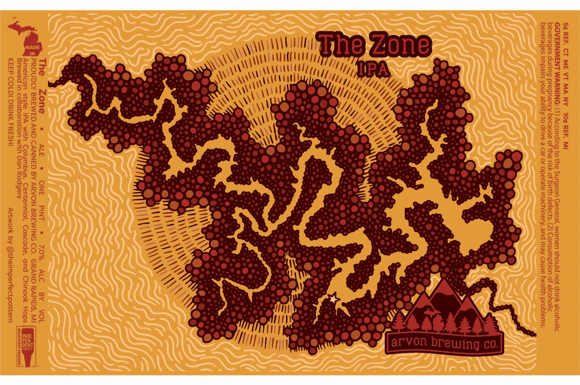 The Zone by Arvon Brewing Co. - beer label