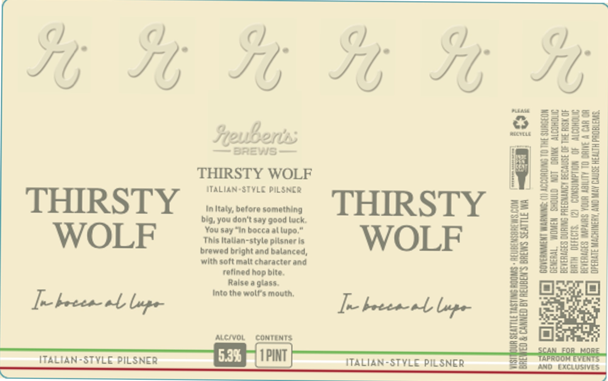 Thirsty Wolf by Reuben's Brews - beer label
