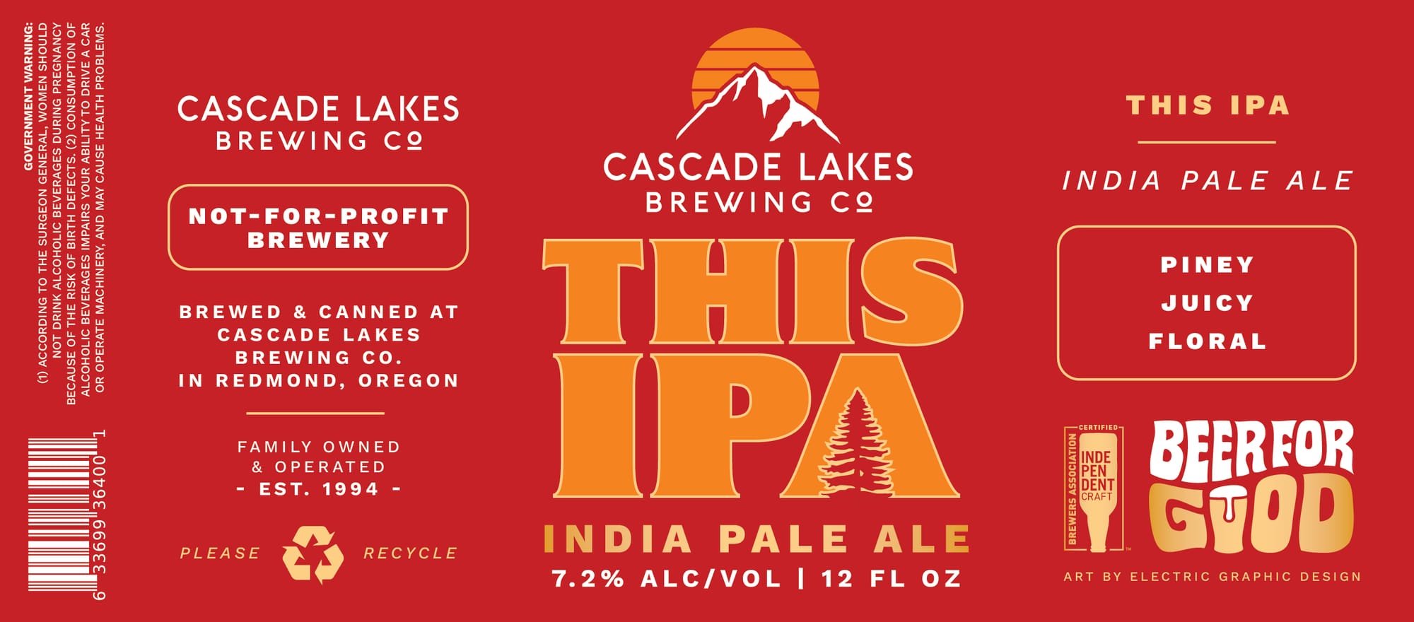 This IPA by Cascade Lakes Brewing Co. - beer label